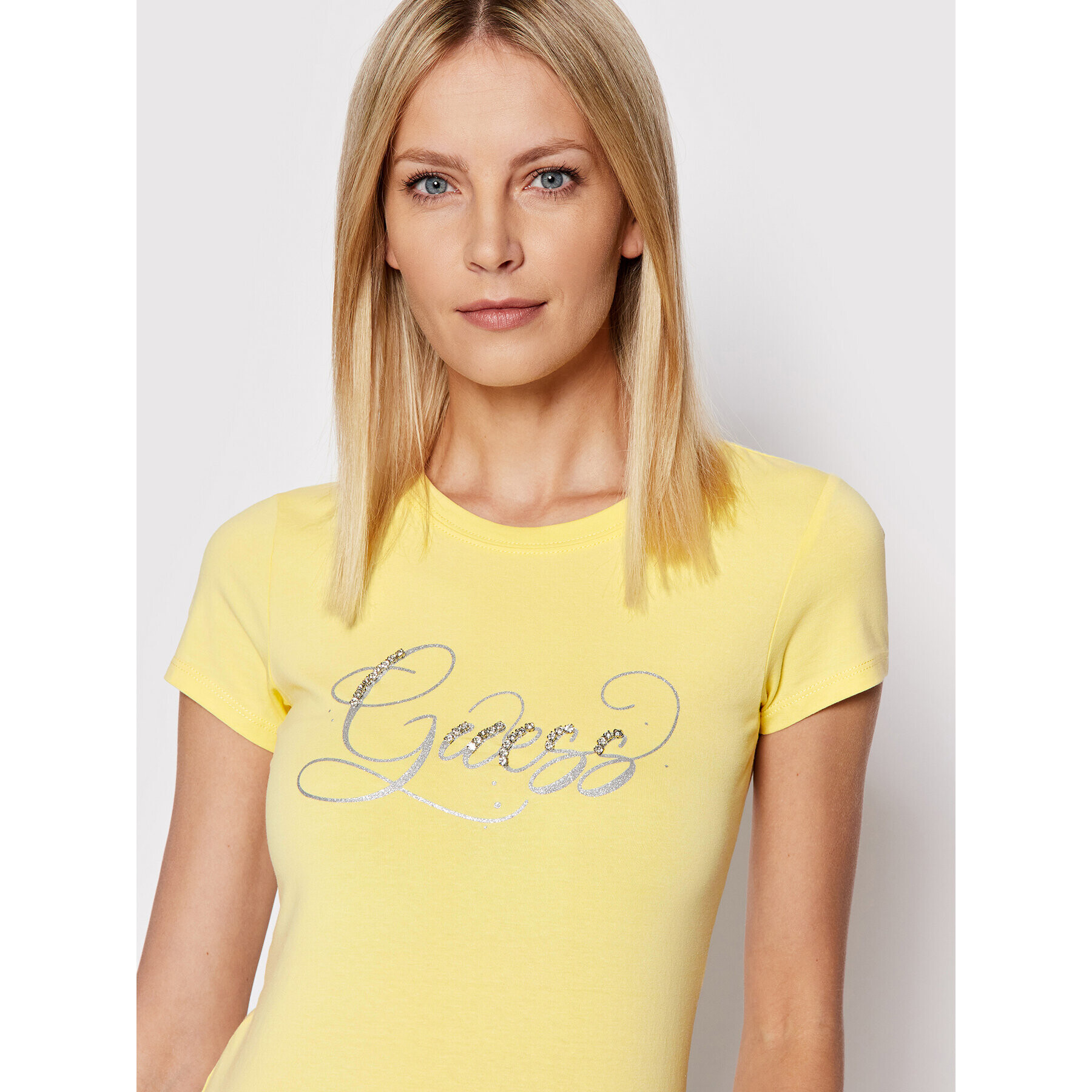 Guess Тишърт W2GI24 KA0Q1 Жълт Regular Fit - Pepit.bg