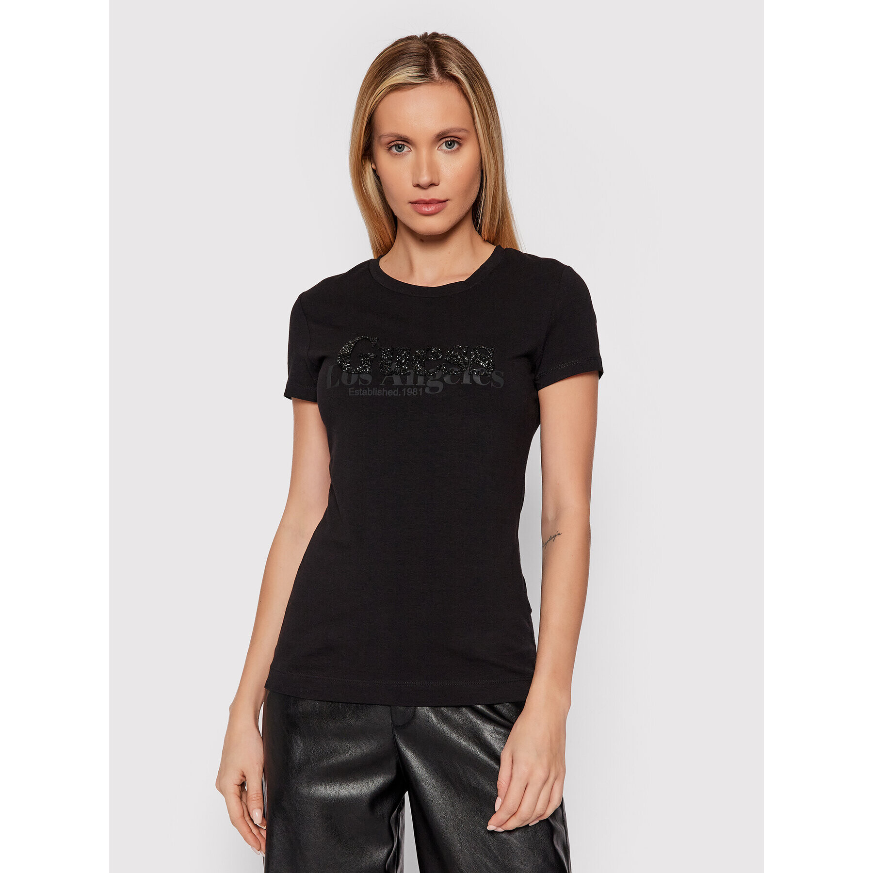 Guess Тишърт W2RI00 J1311 Черен Slim Fit - Pepit.bg