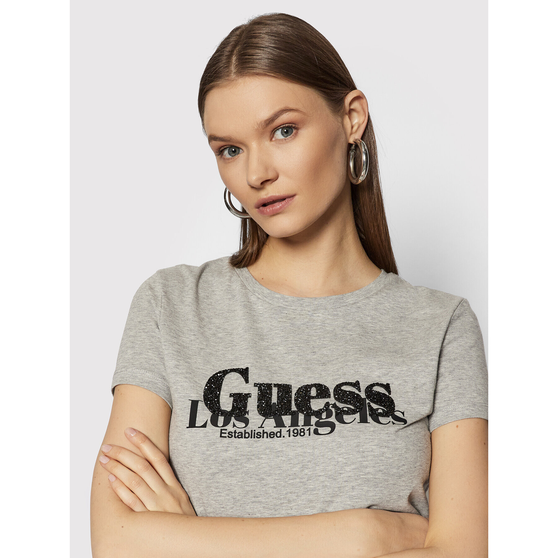 Guess Тишърт W2RI00 J1311 Сив Regular Fit - Pepit.bg