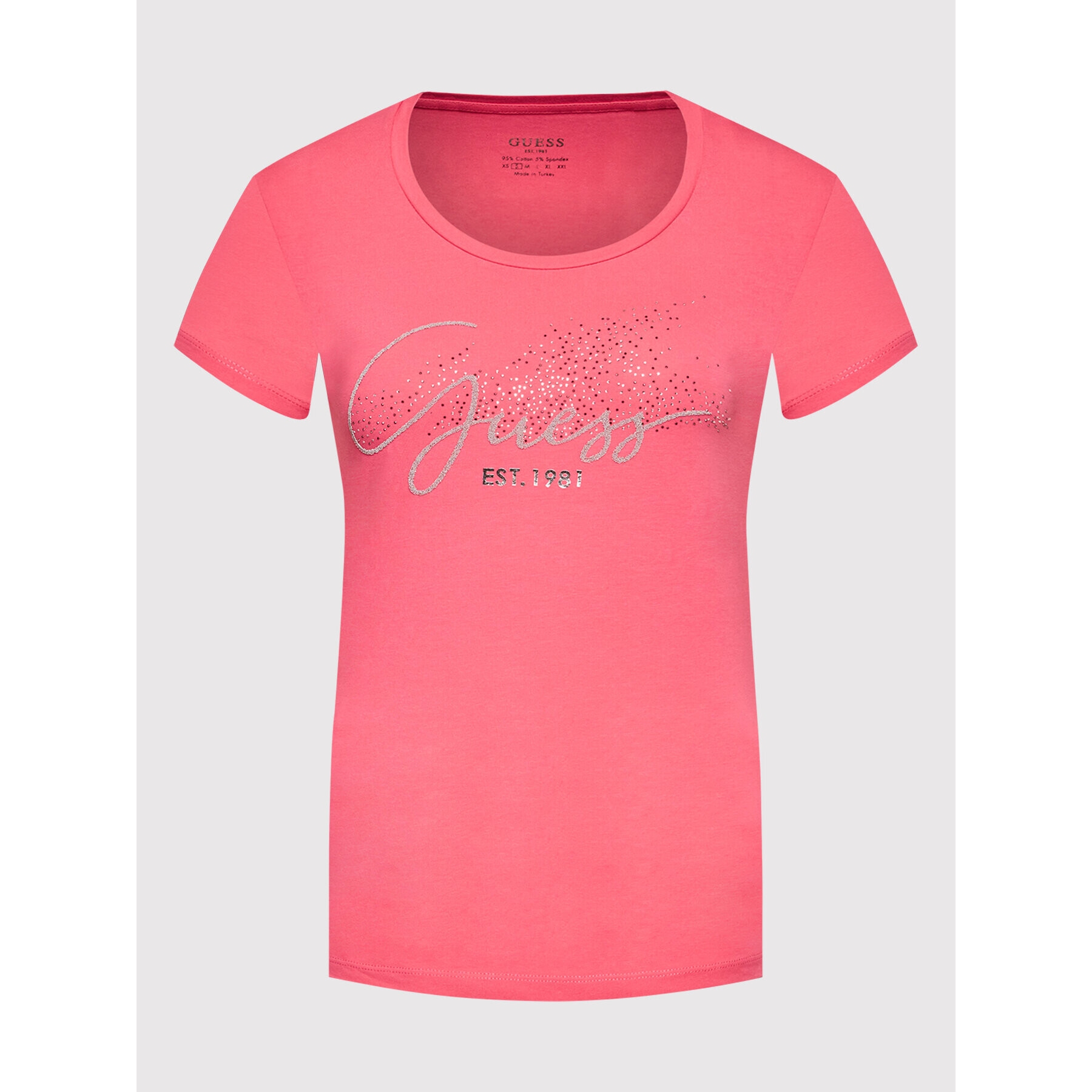 Guess Тишърт W2RI04 J1300 Розов Slim Fit - Pepit.bg