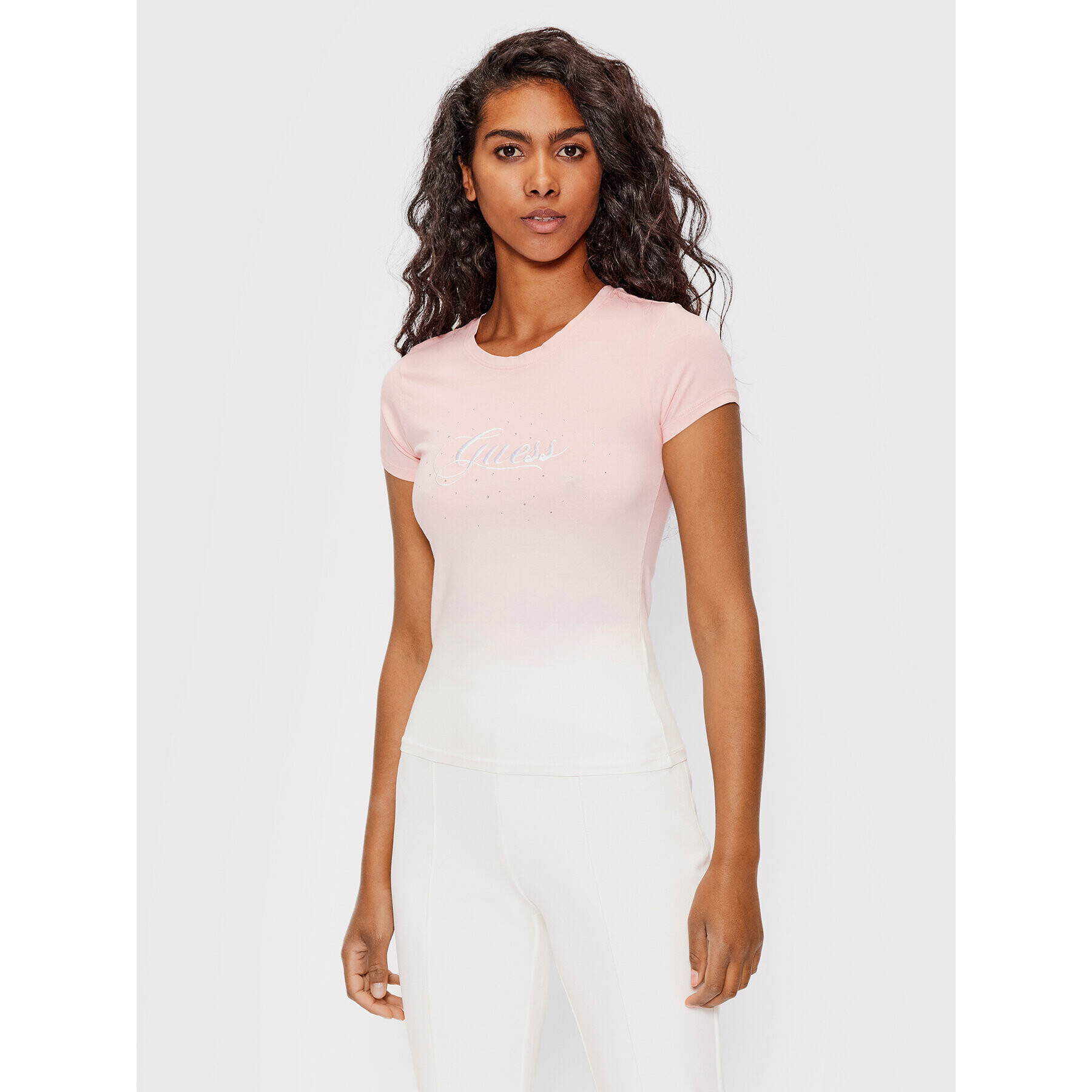Guess Тишърт W2YI01 KA0Q1 Розов Slim Fit - Pepit.bg