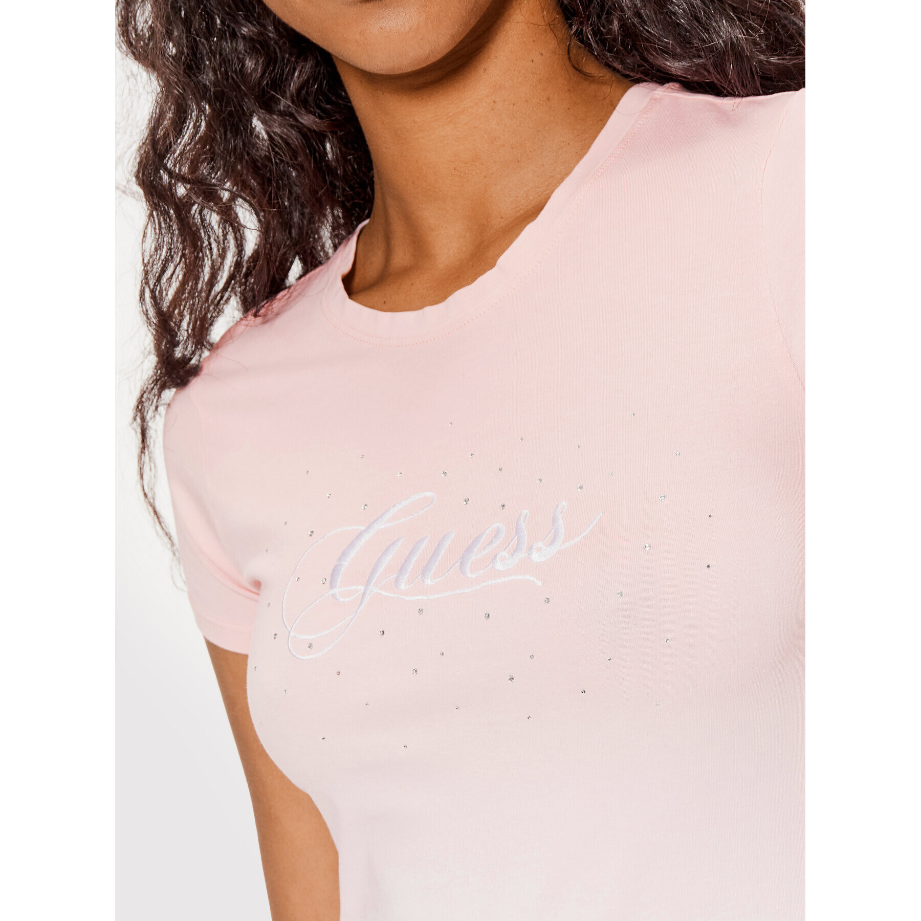 Guess Тишърт W2YI01 KA0Q1 Розов Slim Fit - Pepit.bg