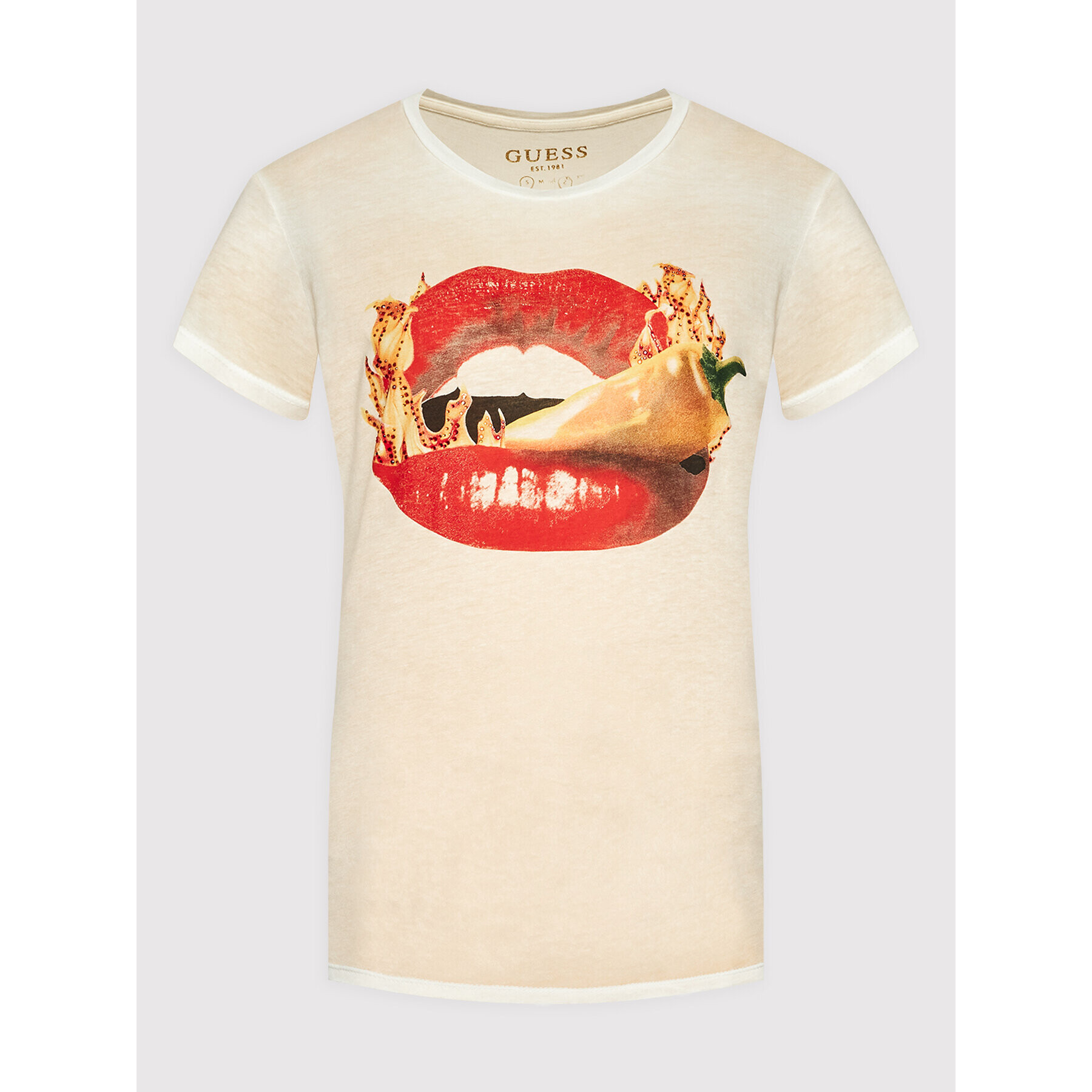 Guess Тишърт W2YI03 K9SN1 Бежов Regular Fit - Pepit.bg