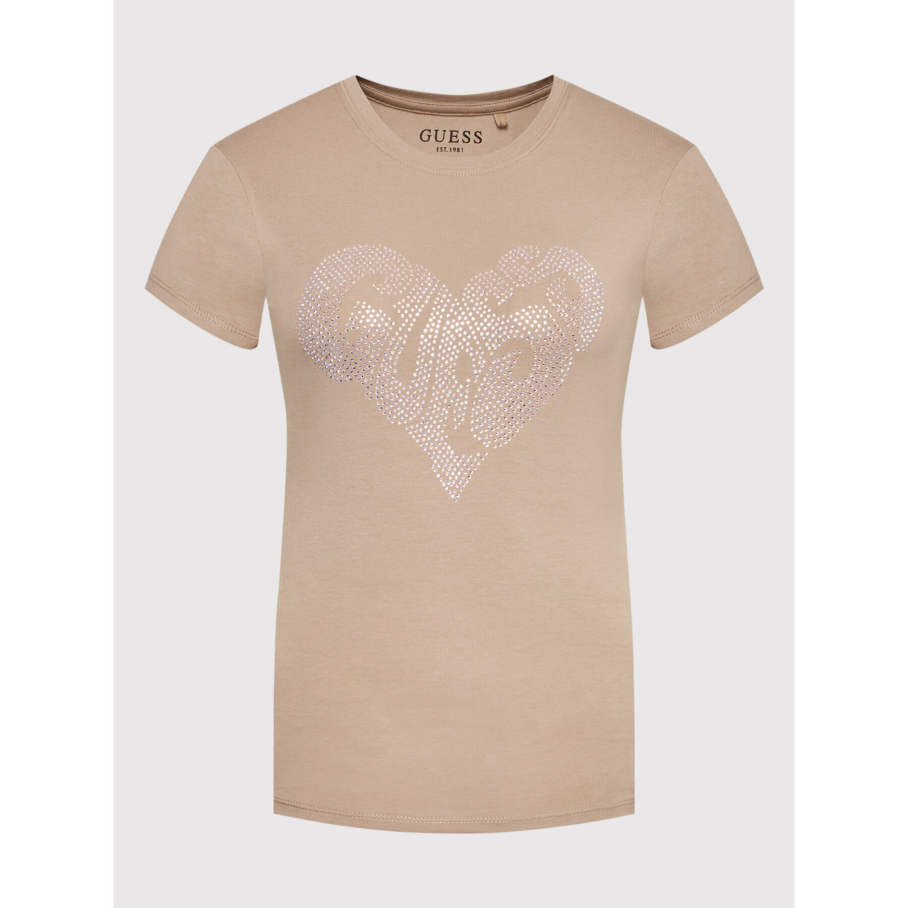 Guess Тишърт W2YI07 KA0Q1 Бежов Slim Fit - Pepit.bg
