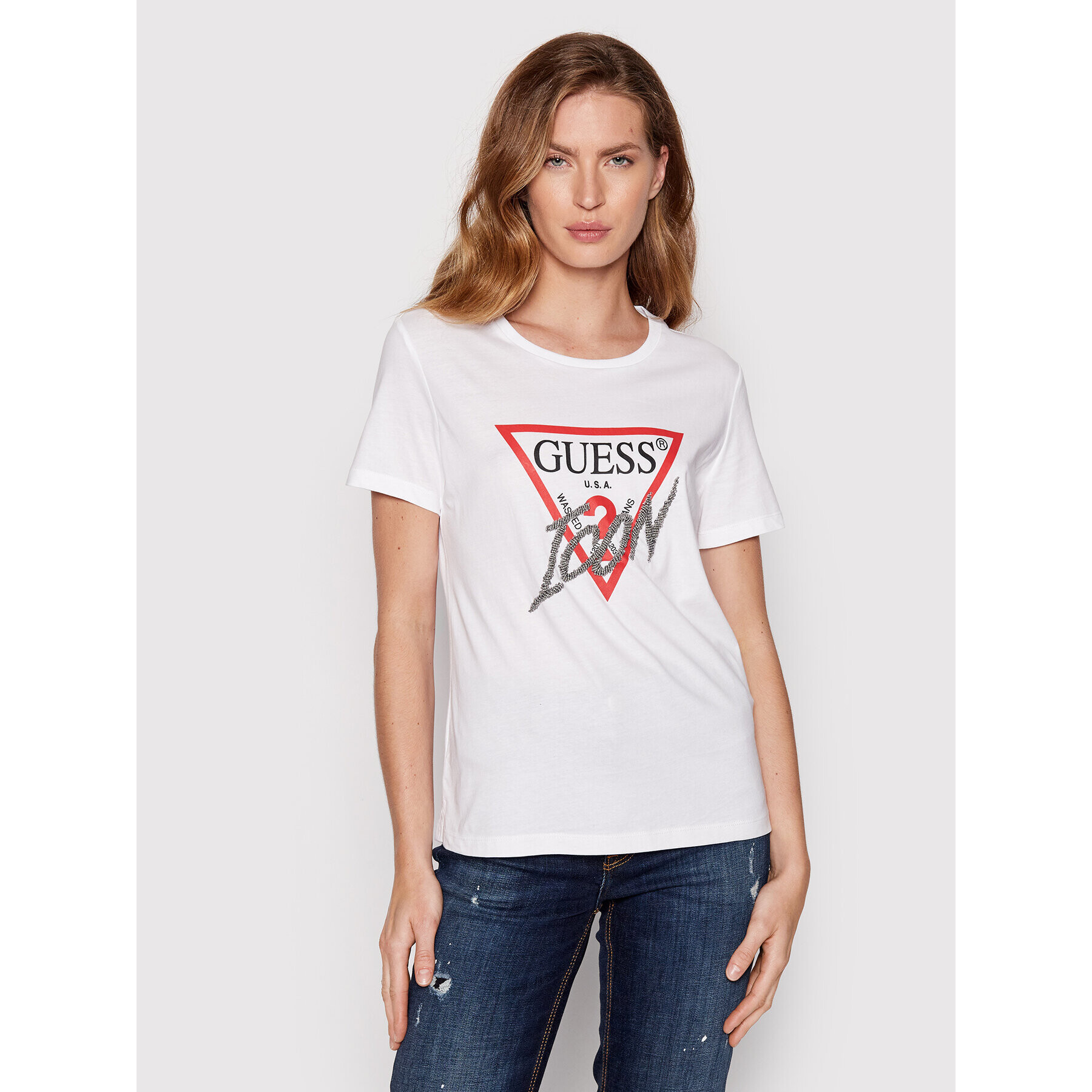 Guess Тишърт W2YI26 I3Z11 Бял Regular Fit - Pepit.bg