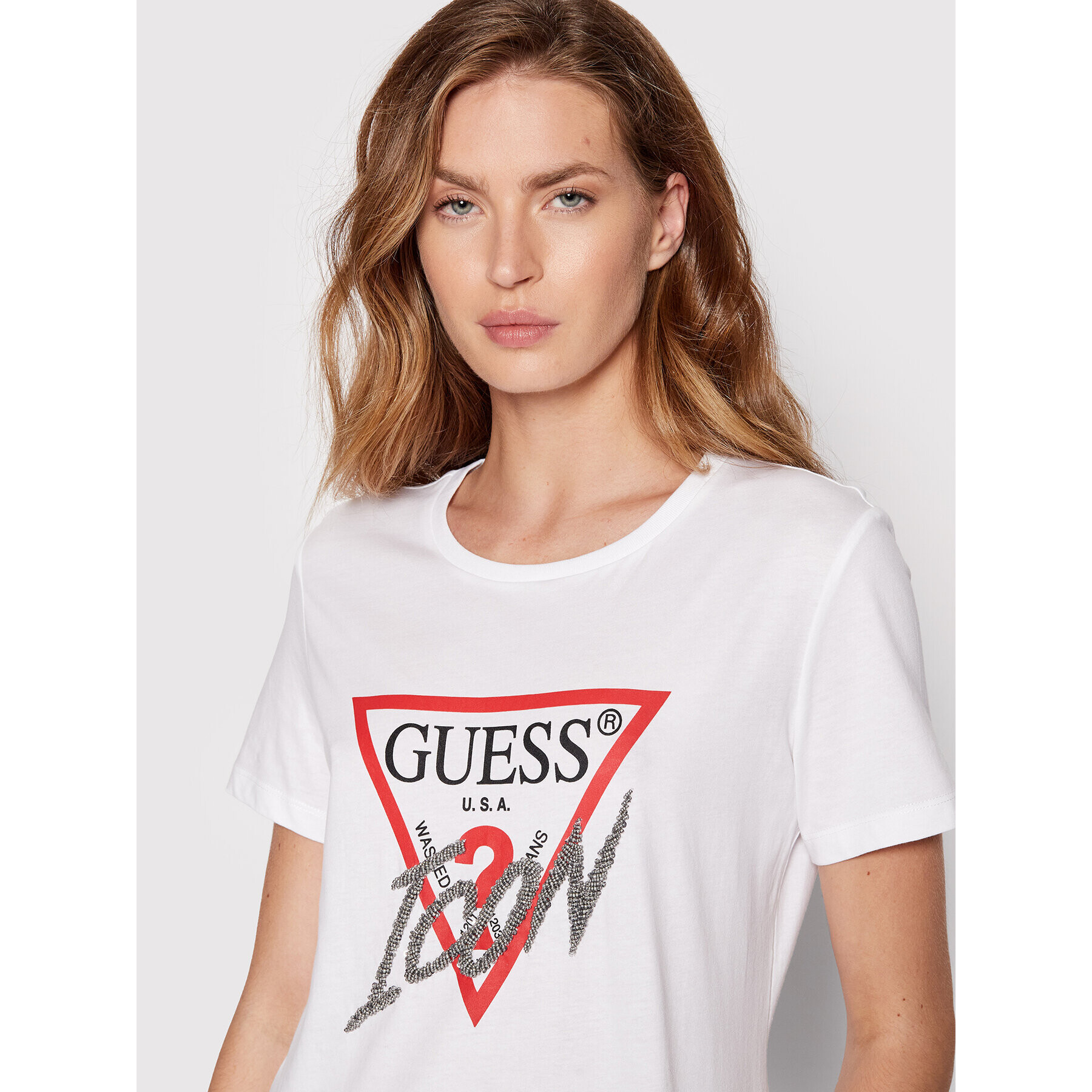 Guess Тишърт W2YI26 I3Z11 Бял Regular Fit - Pepit.bg