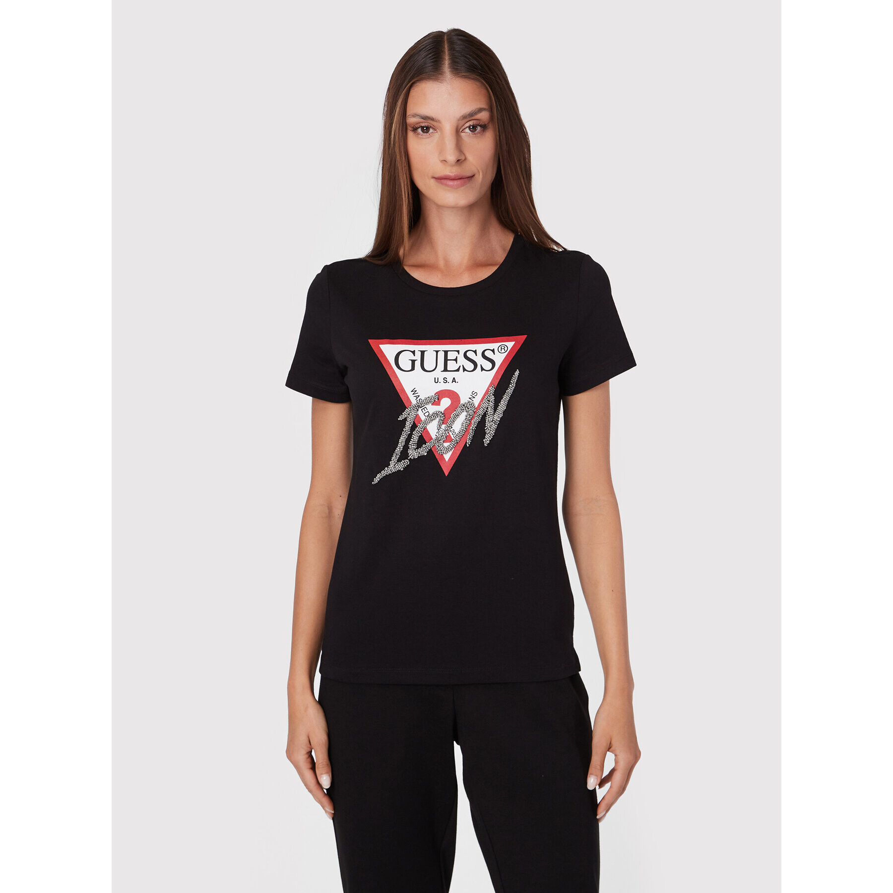 Guess Тишърт W2YI26 I3Z11 Черен Regular Fit - Pepit.bg