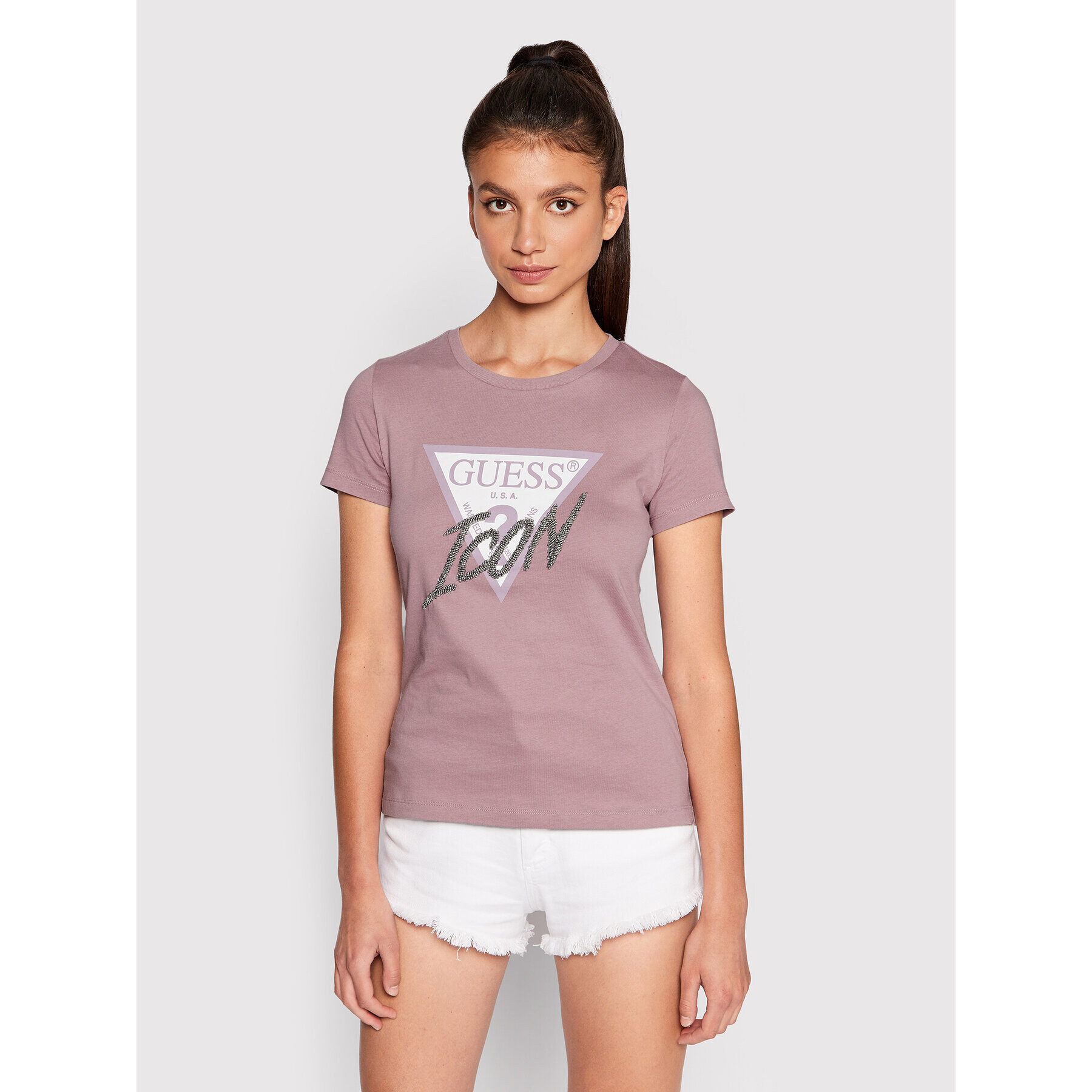Guess Тишърт W2YI26 I3Z11 Виолетов Regular Fit - Pepit.bg