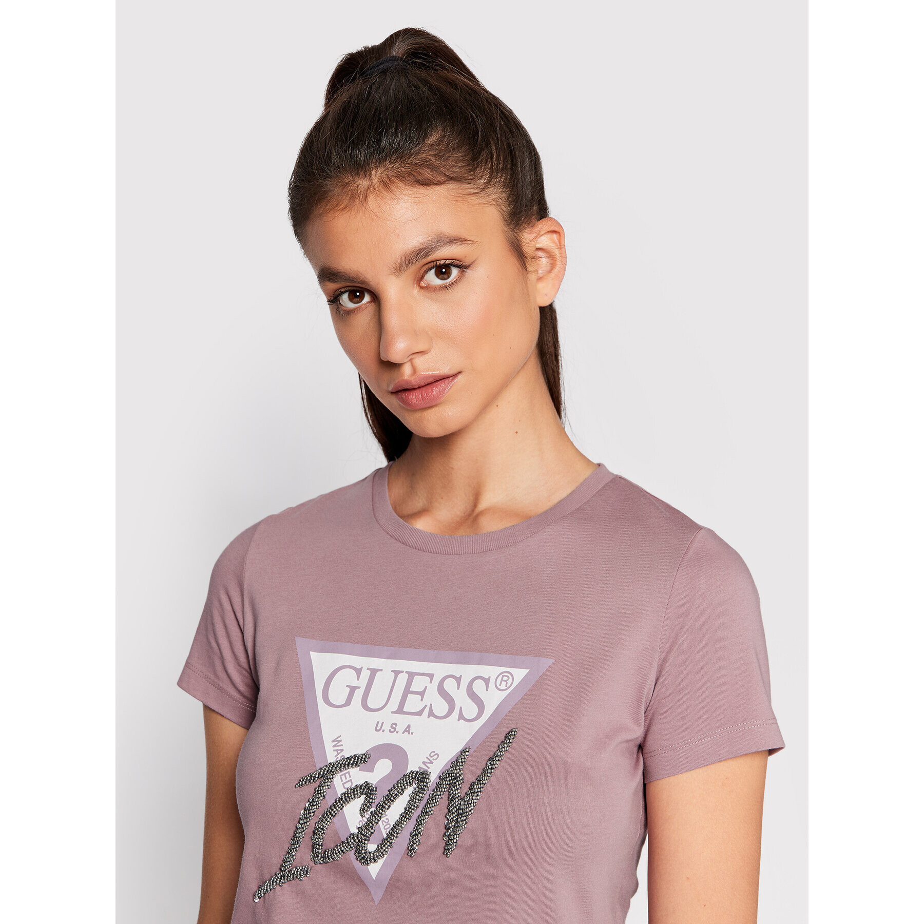 Guess Тишърт W2YI26 I3Z11 Виолетов Regular Fit - Pepit.bg