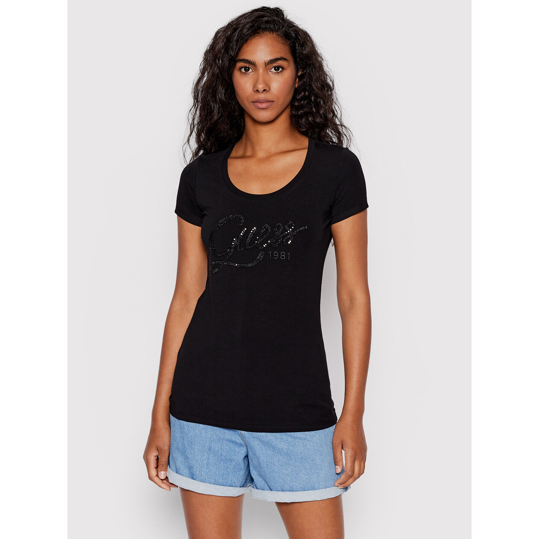 Guess Тишърт W2YI28 J1300 Черен Slim Fit - Pepit.bg