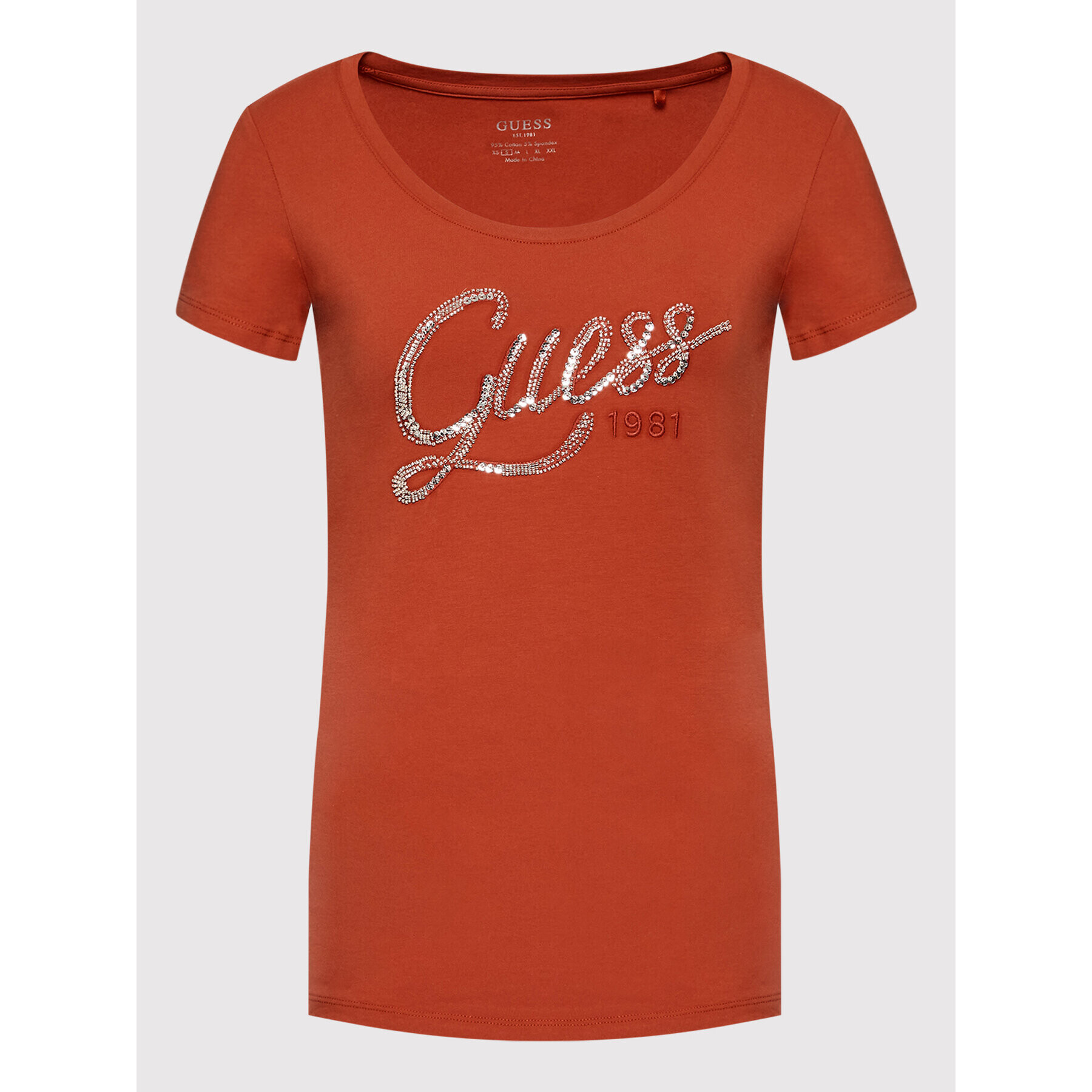 Guess Тишърт W2YI28 J1300 Оранжев Slim Fit - Pepit.bg