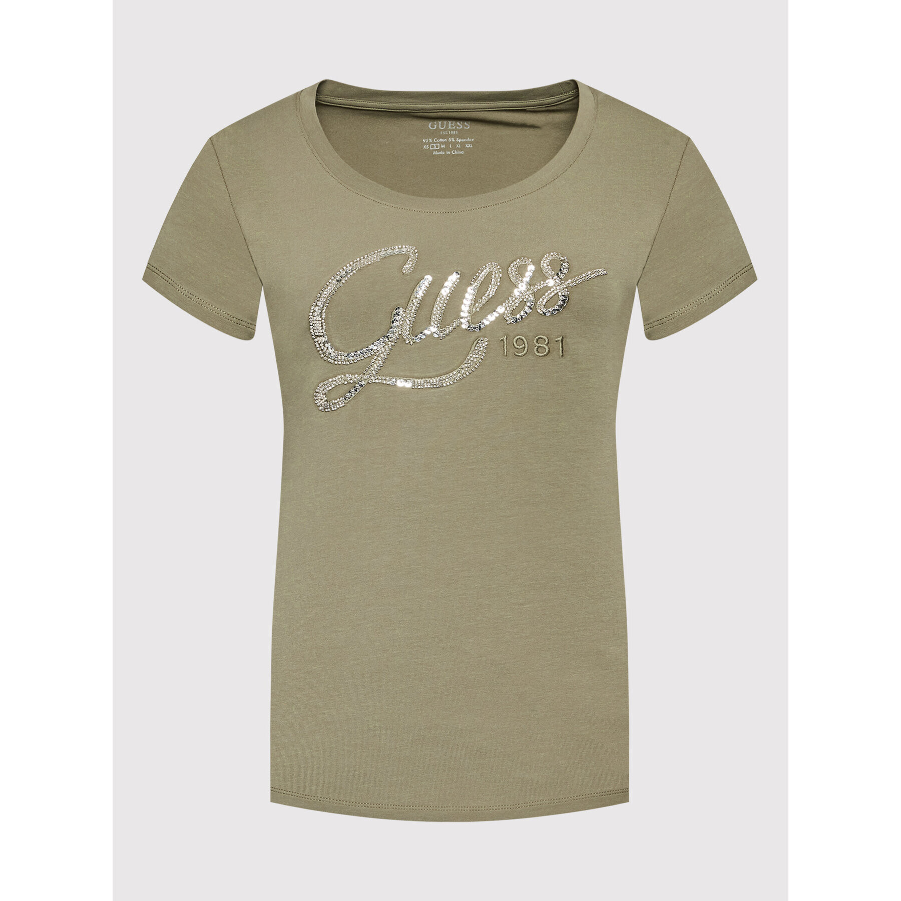 Guess Тишърт W2YI28 J1300 Зелен Slim Fit - Pepit.bg