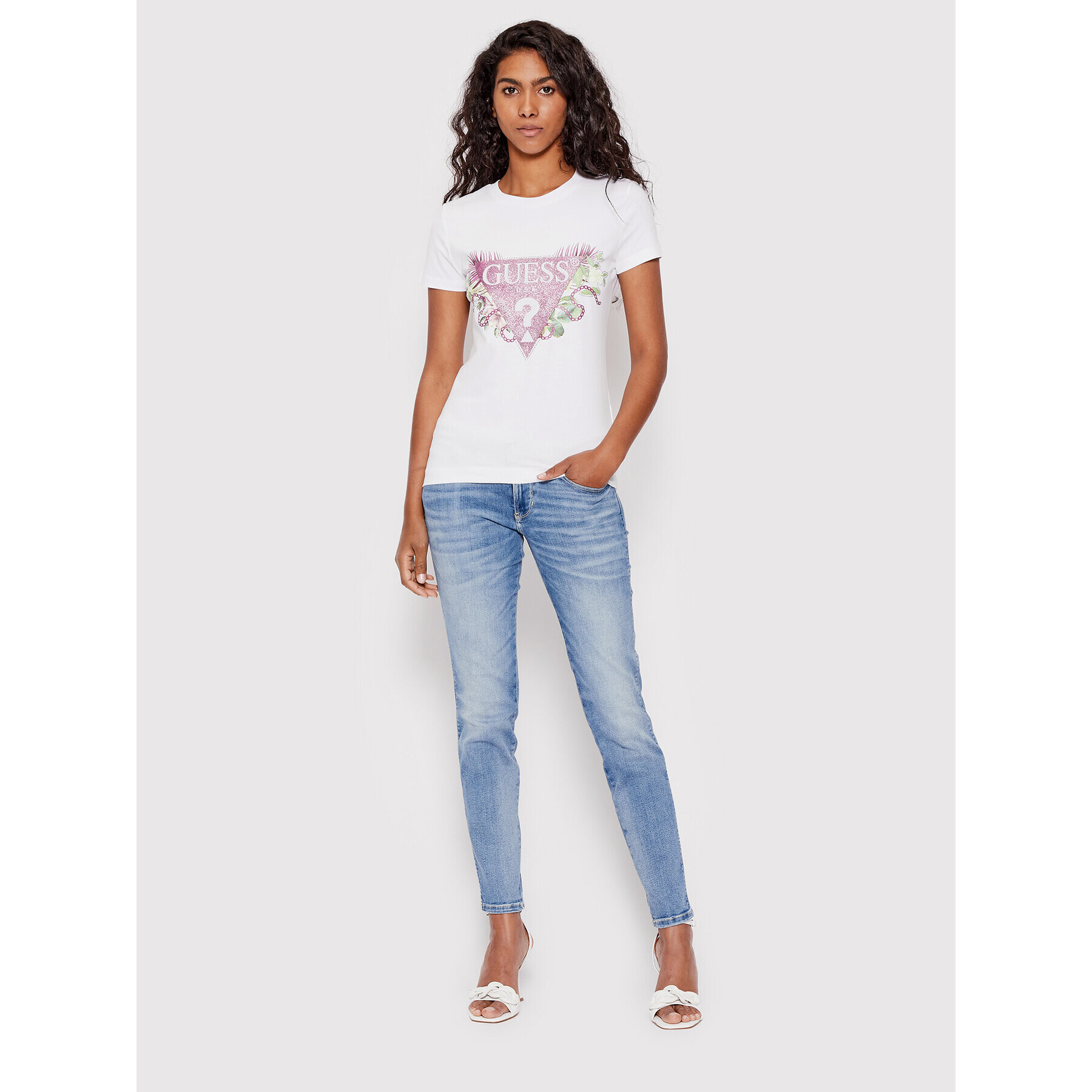Guess Тишърт W2YI29 J1311 Бял Slim Fit - Pepit.bg
