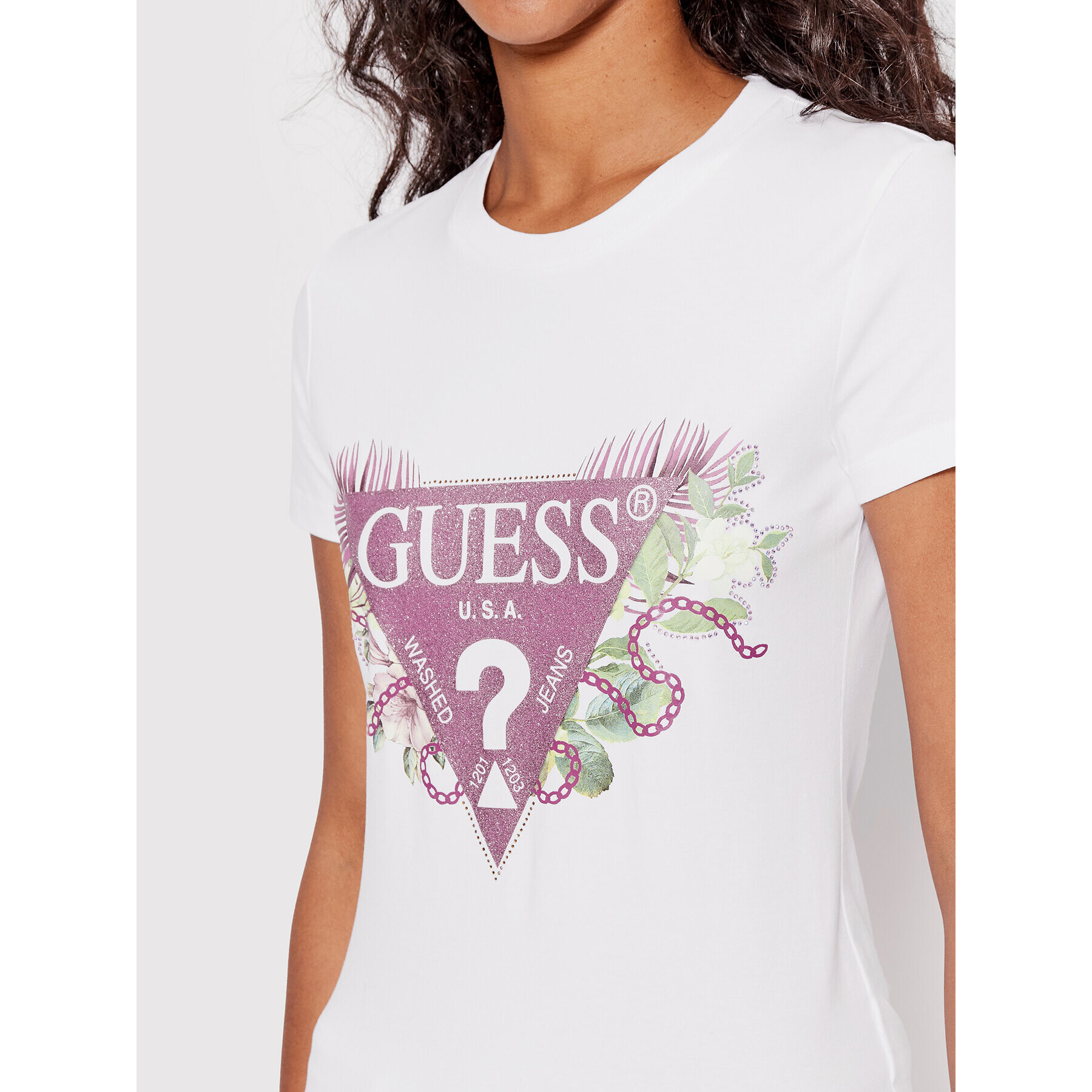 Guess Тишърт W2YI29 J1311 Бял Slim Fit - Pepit.bg