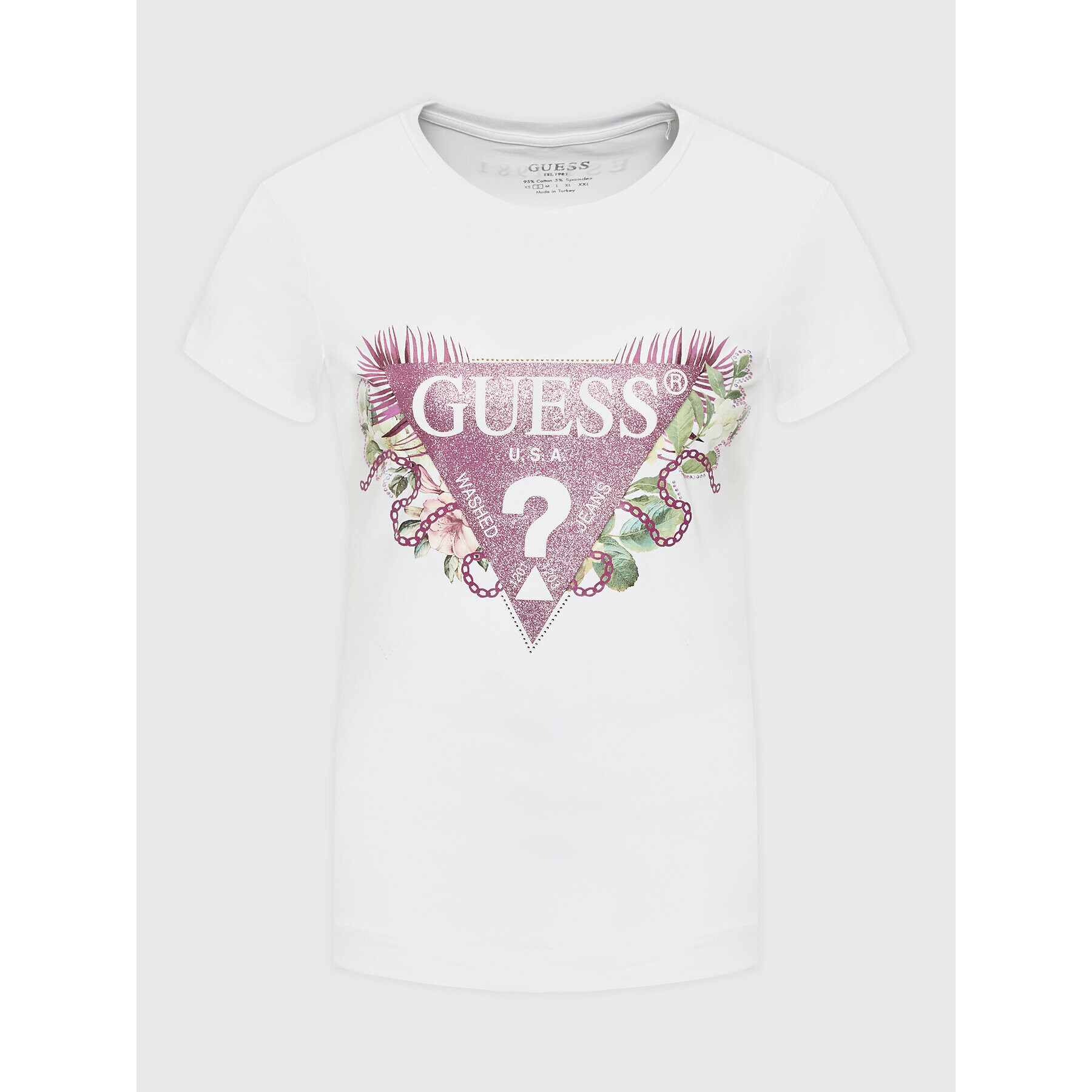 Guess Тишърт W2YI29 J1311 Бял Slim Fit - Pepit.bg