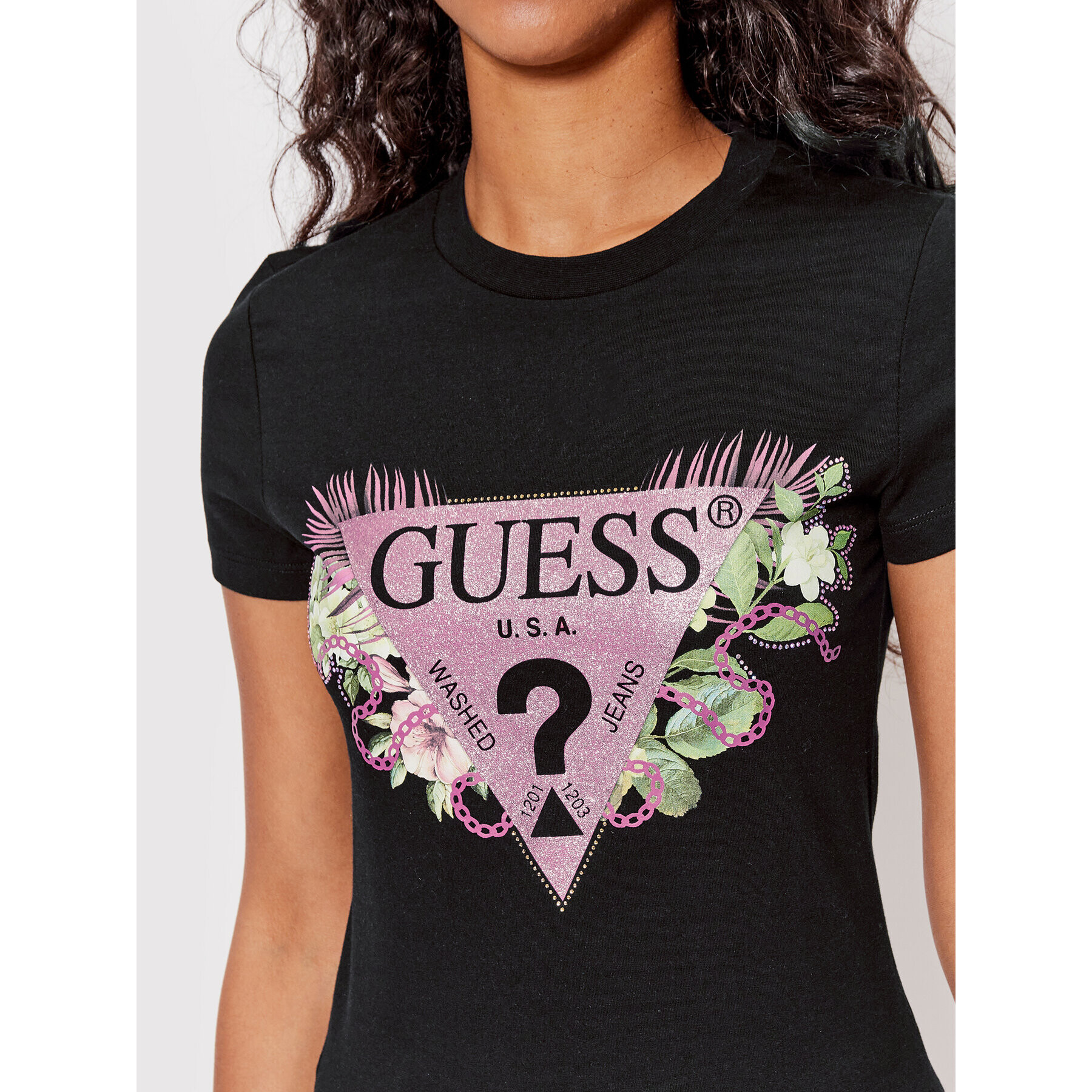 Guess Тишърт W2YI29 J1311 Черен Slim Fit - Pepit.bg