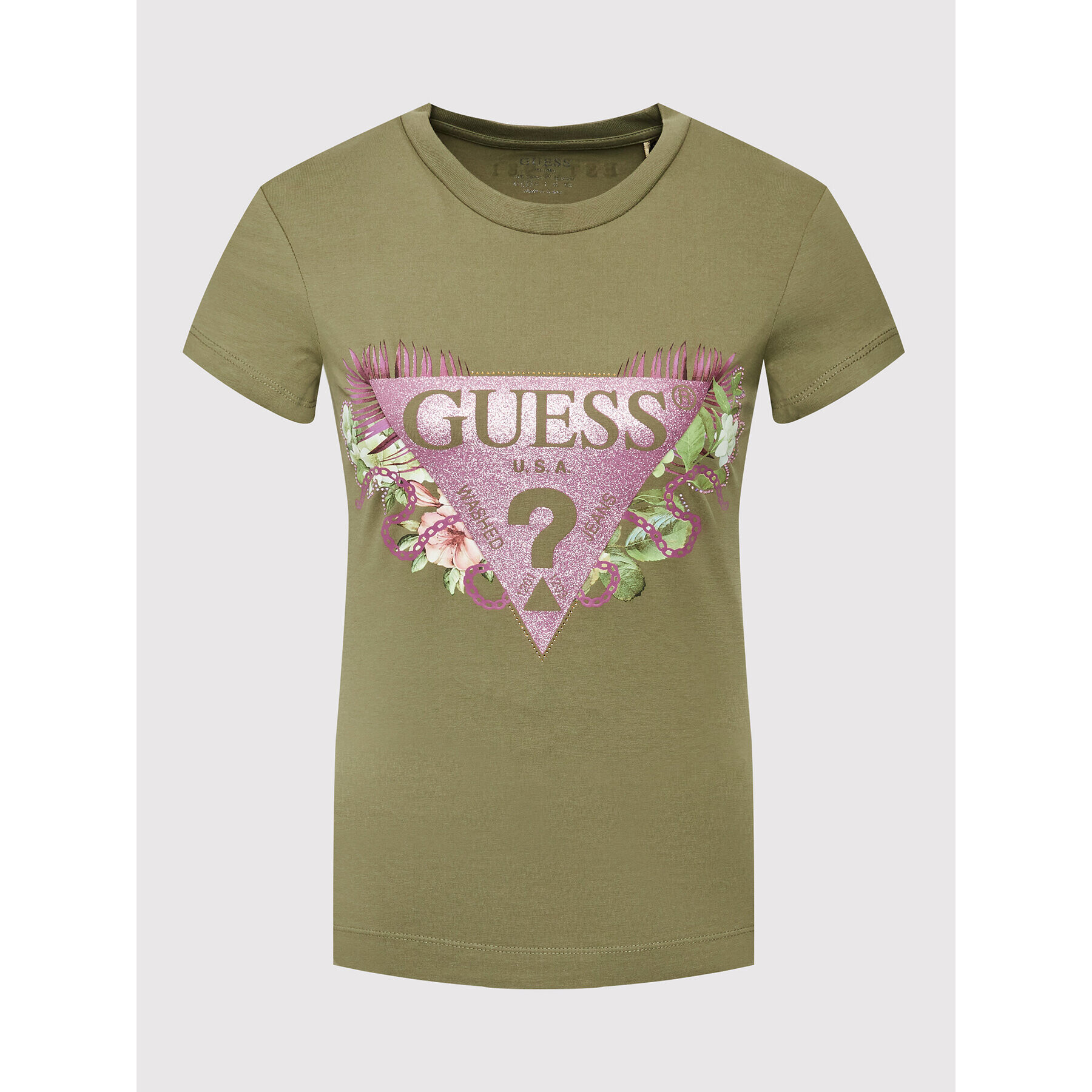 Guess Тишърт W2YI29 J1311 Зелен Slim Fit - Pepit.bg
