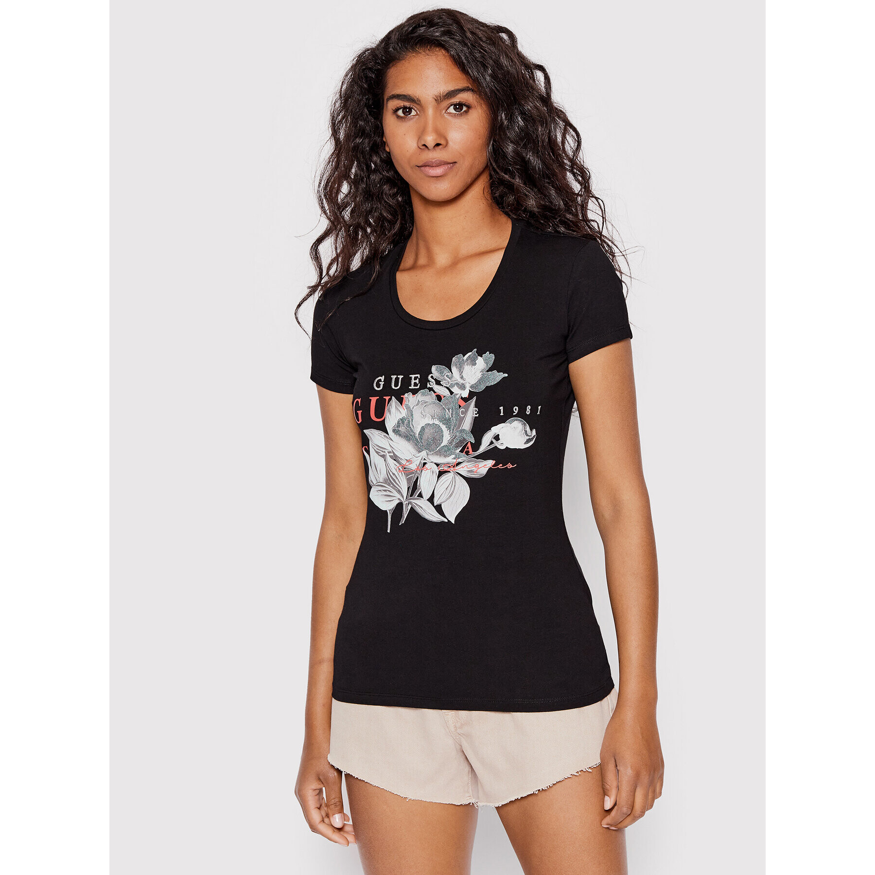 Guess Тишърт W2YI35 J1311 Черен Slim Fit - Pepit.bg