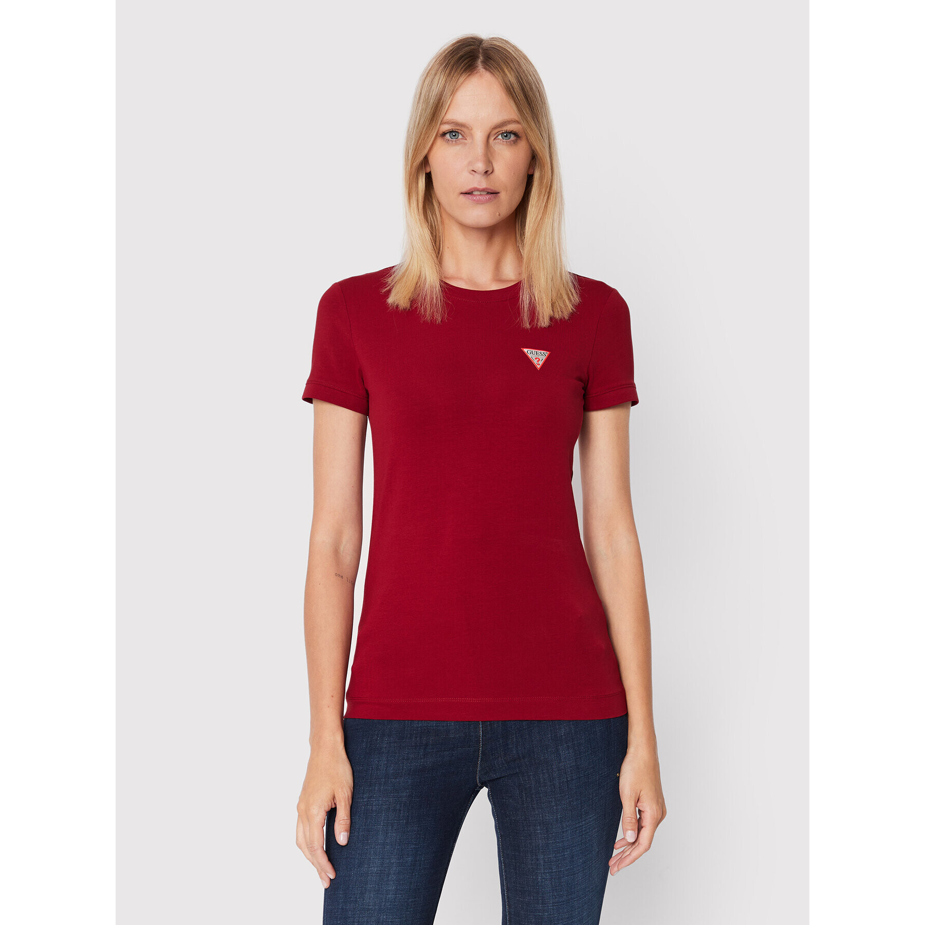 Guess Тишърт W2YI44 J1311 Бордо Slim Fit - Pepit.bg