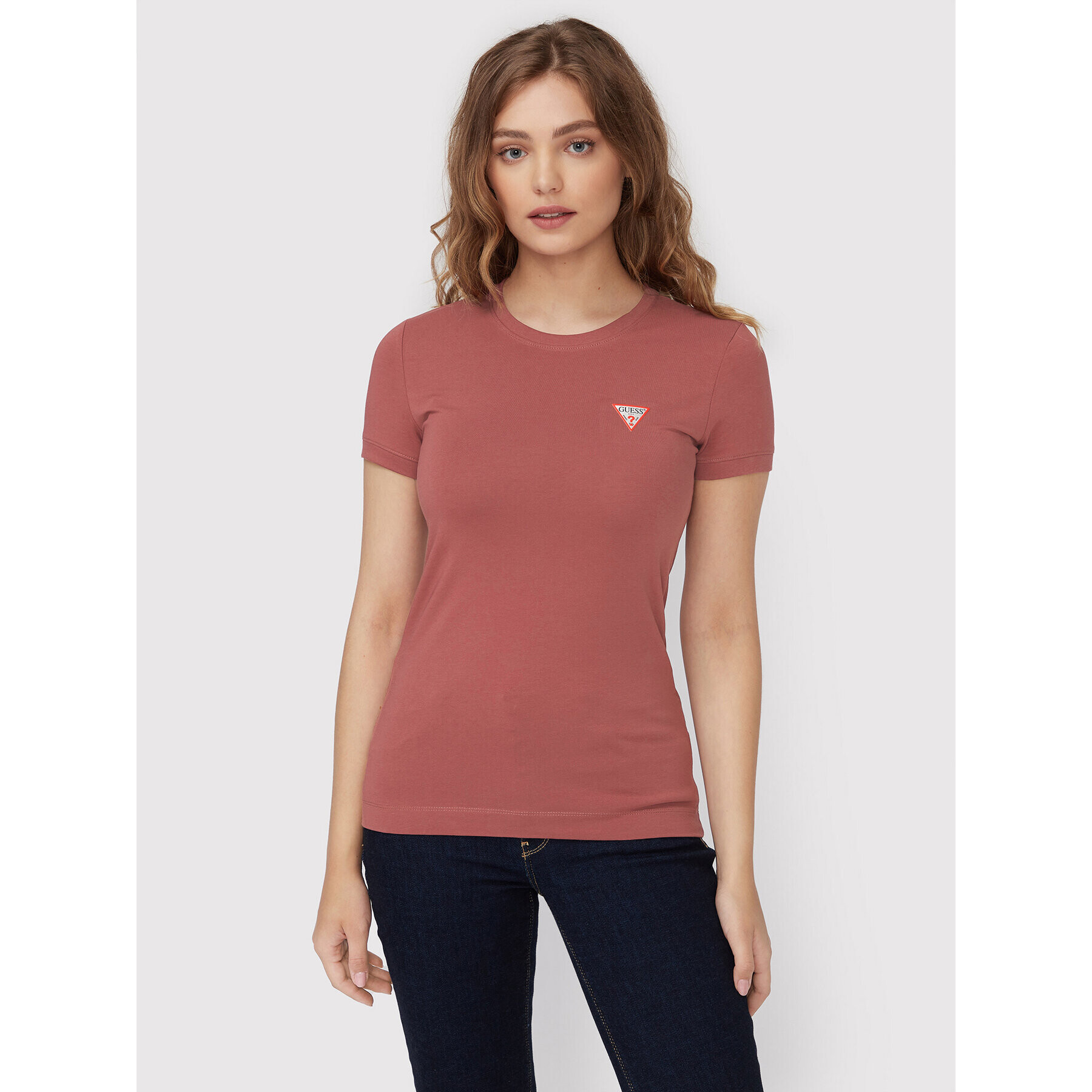 Guess Тишърт W2YI44 J1311 Бордо Slim Fit - Pepit.bg