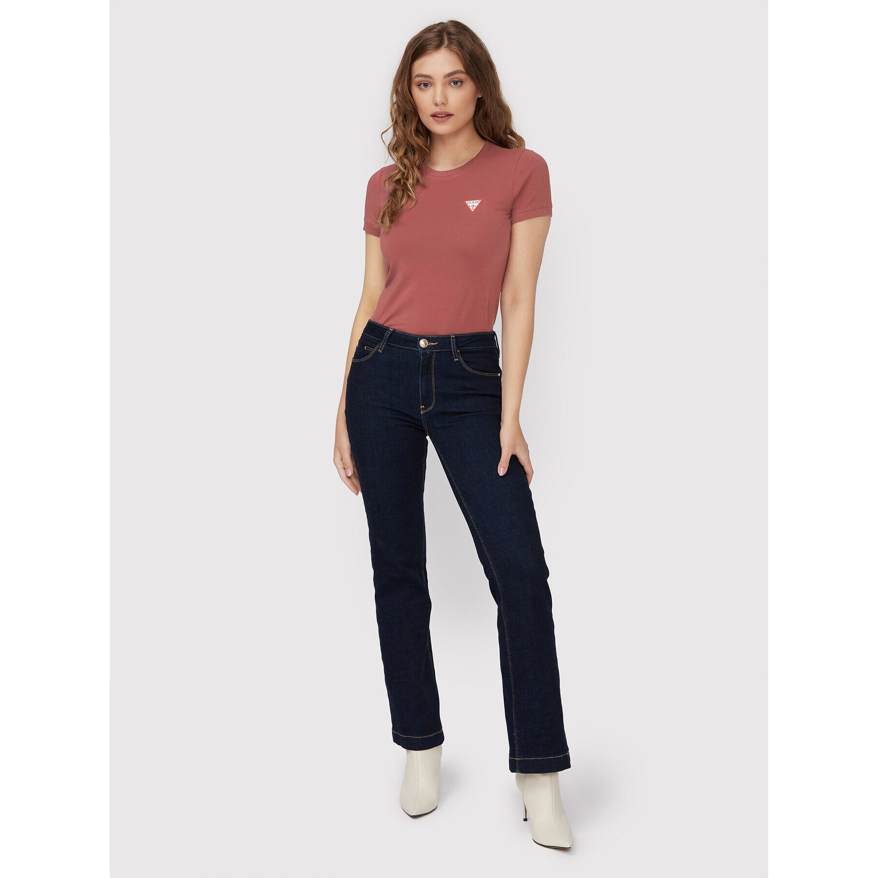 Guess Тишърт W2YI44 J1311 Бордо Slim Fit - Pepit.bg