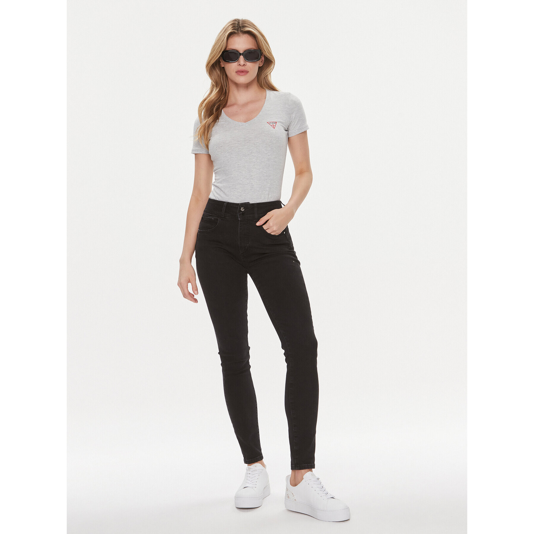 Guess Тишърт W2YI45 J1314 Сив Slim Fit - Pepit.bg