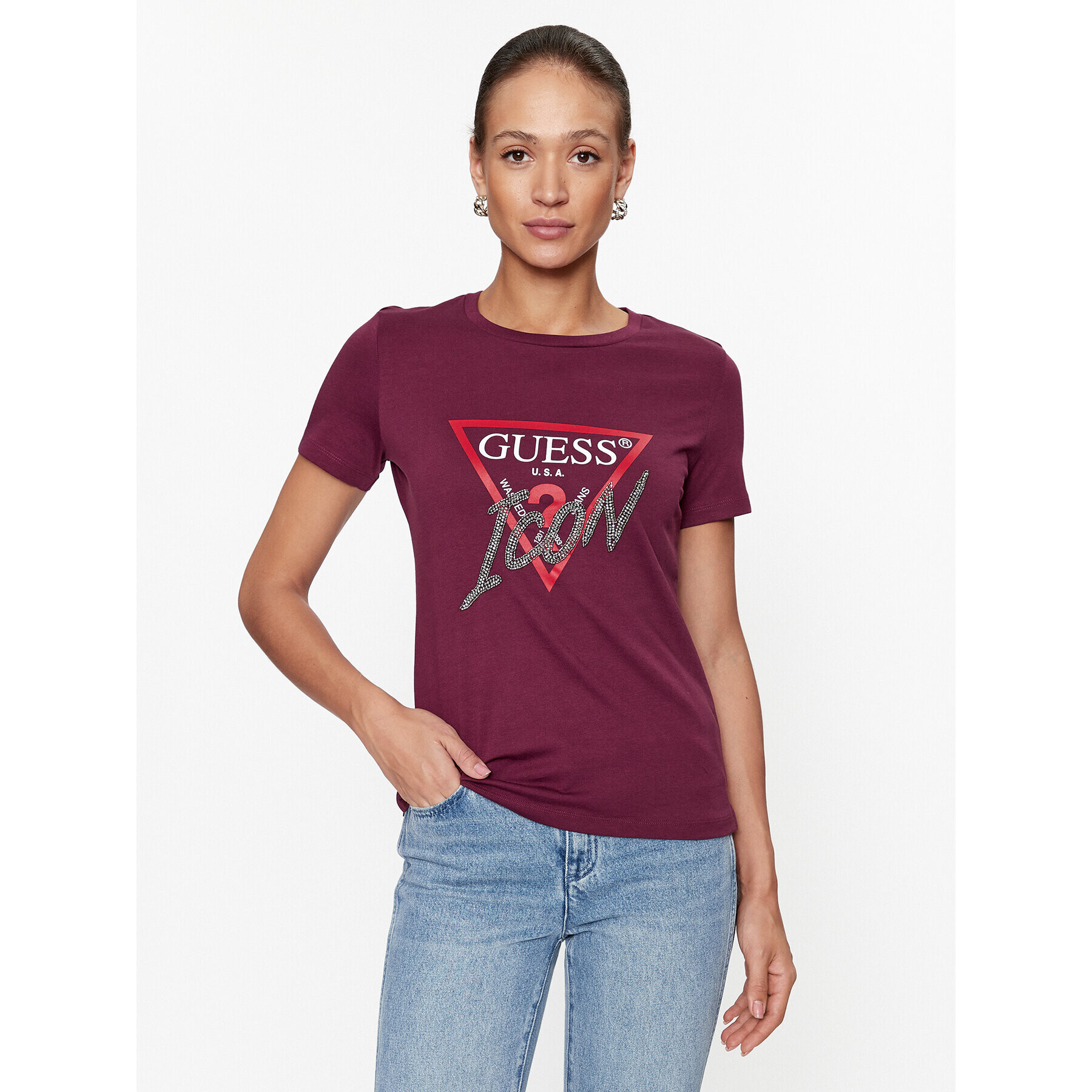 Guess Тишърт W3BI42 I3Z14 Виолетов Regular Fit - Pepit.bg