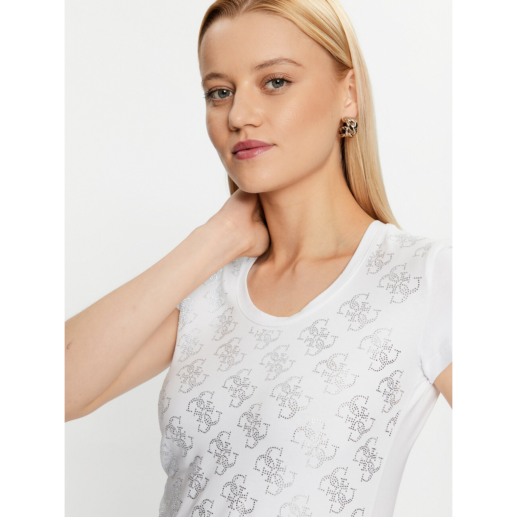 Guess Тишърт W3BI53 J1314 Бял Slim Fit - Pepit.bg