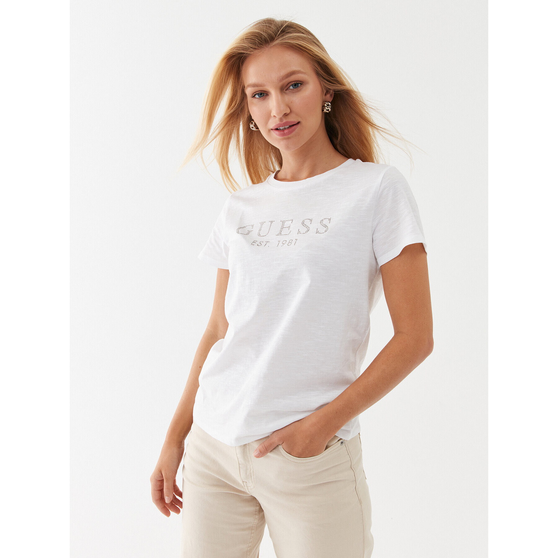 Guess Тишърт W3GI76 K8G01 Бял Regular Fit - Pepit.bg