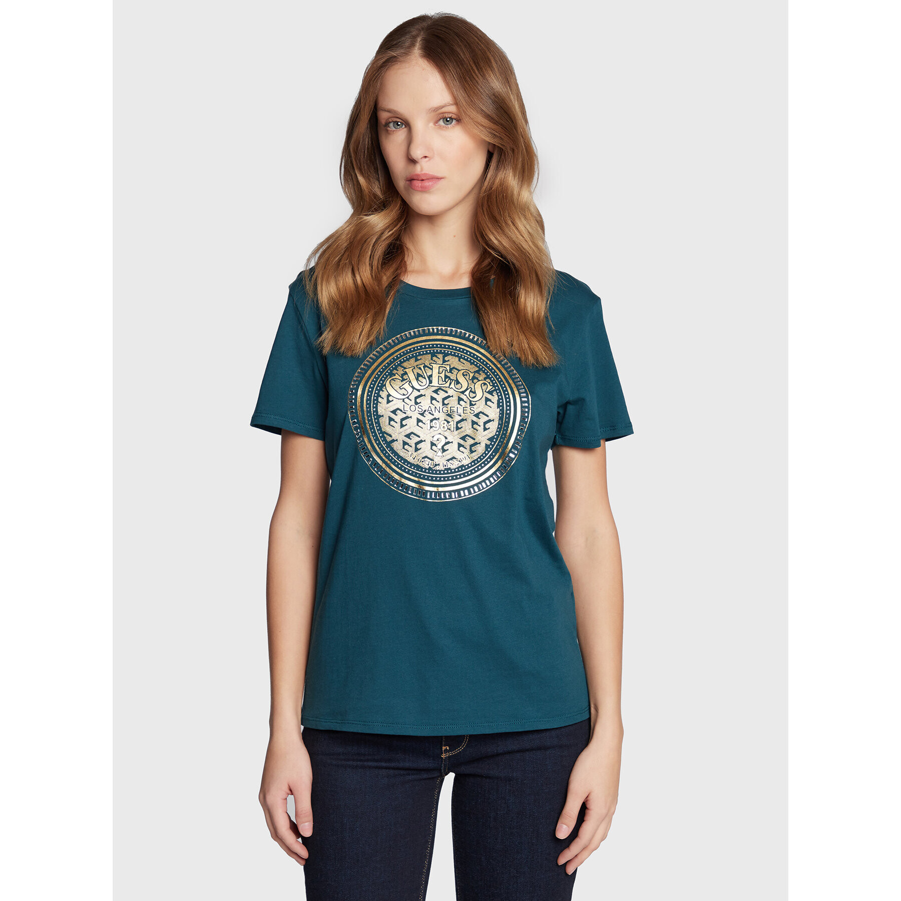 Guess Тишърт W3RI01 K9RM1 Зелен Regular Fit - Pepit.bg