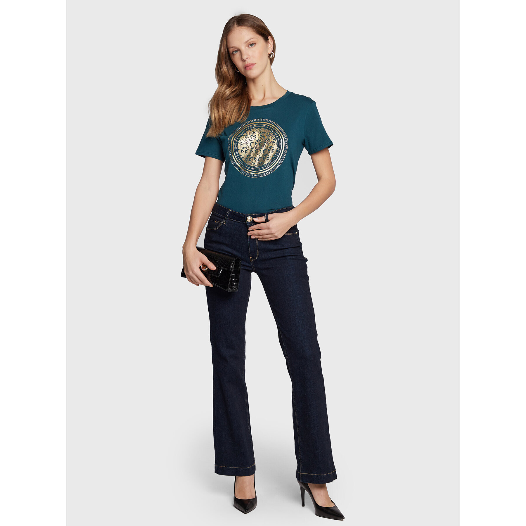 Guess Тишърт W3RI01 K9RM1 Зелен Regular Fit - Pepit.bg