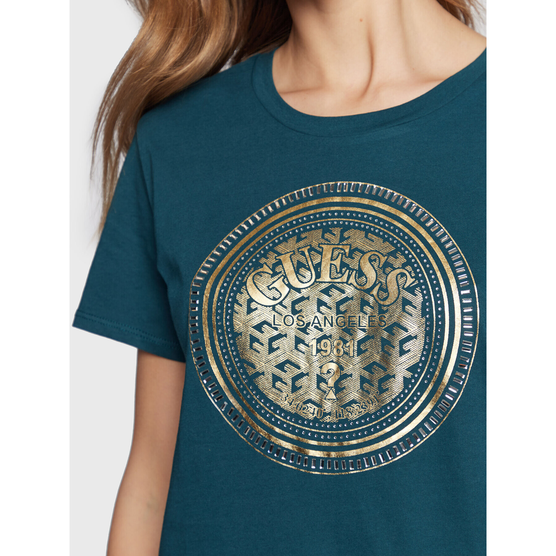 Guess Тишърт W3RI01 K9RM1 Зелен Regular Fit - Pepit.bg