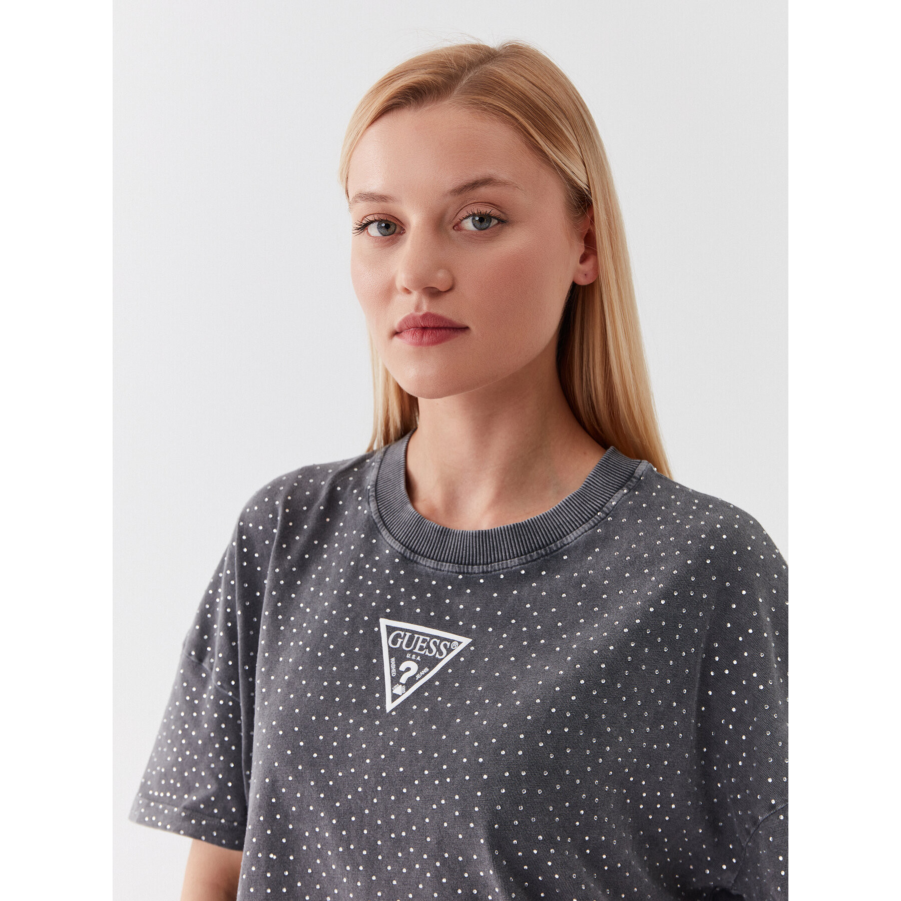Guess Тишърт W3YI32 K8FQ0 Сив Boxy Fit - Pepit.bg