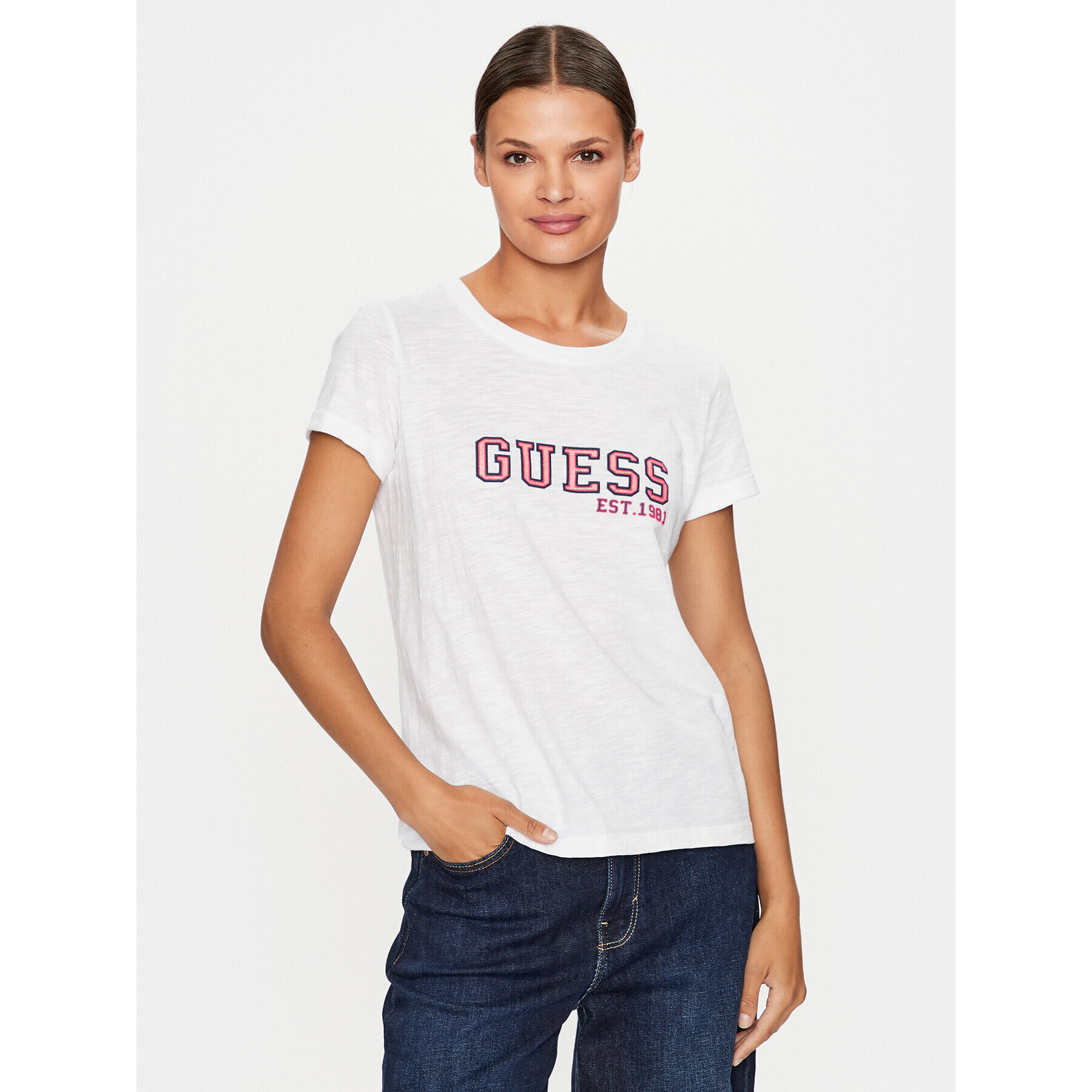 Guess Тишърт W3YI35 K8G01 Бял Regular Fit - Pepit.bg