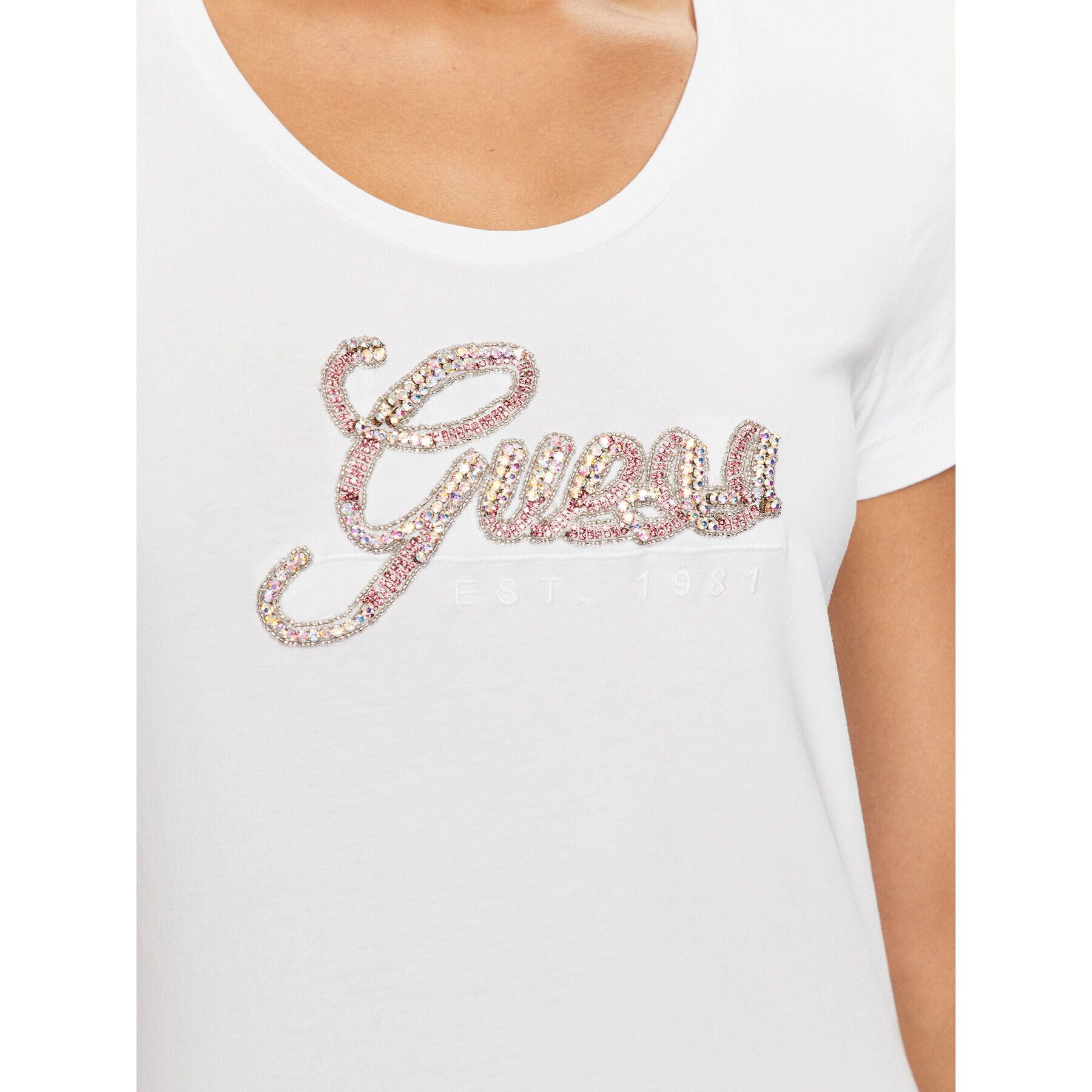 Guess Тишърт W3YI36 J1314 Бял Slim Fit - Pepit.bg