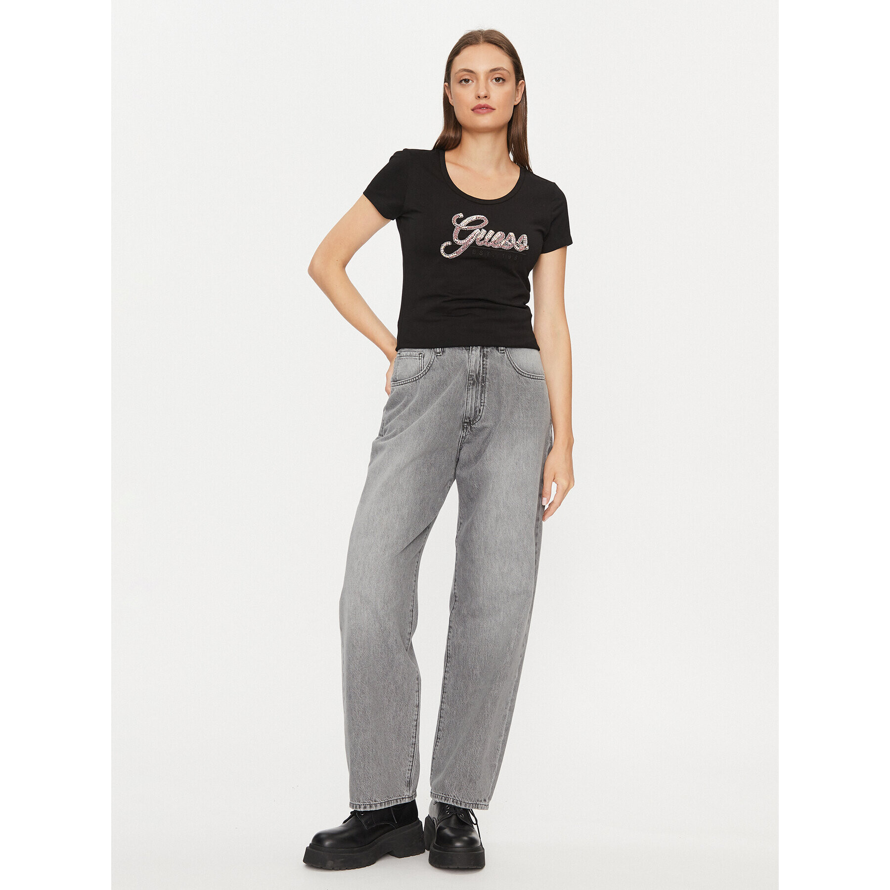 Guess Тишърт W3YI36 J1314 Черен Slim Fit - Pepit.bg