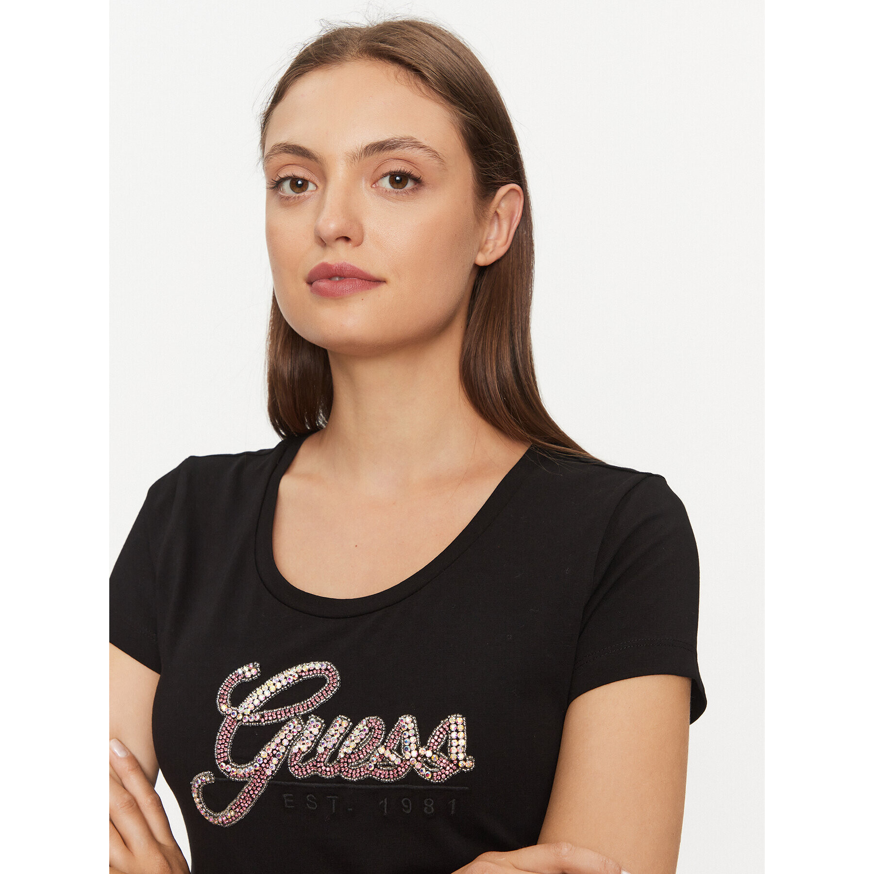 Guess Тишърт W3YI36 J1314 Черен Slim Fit - Pepit.bg