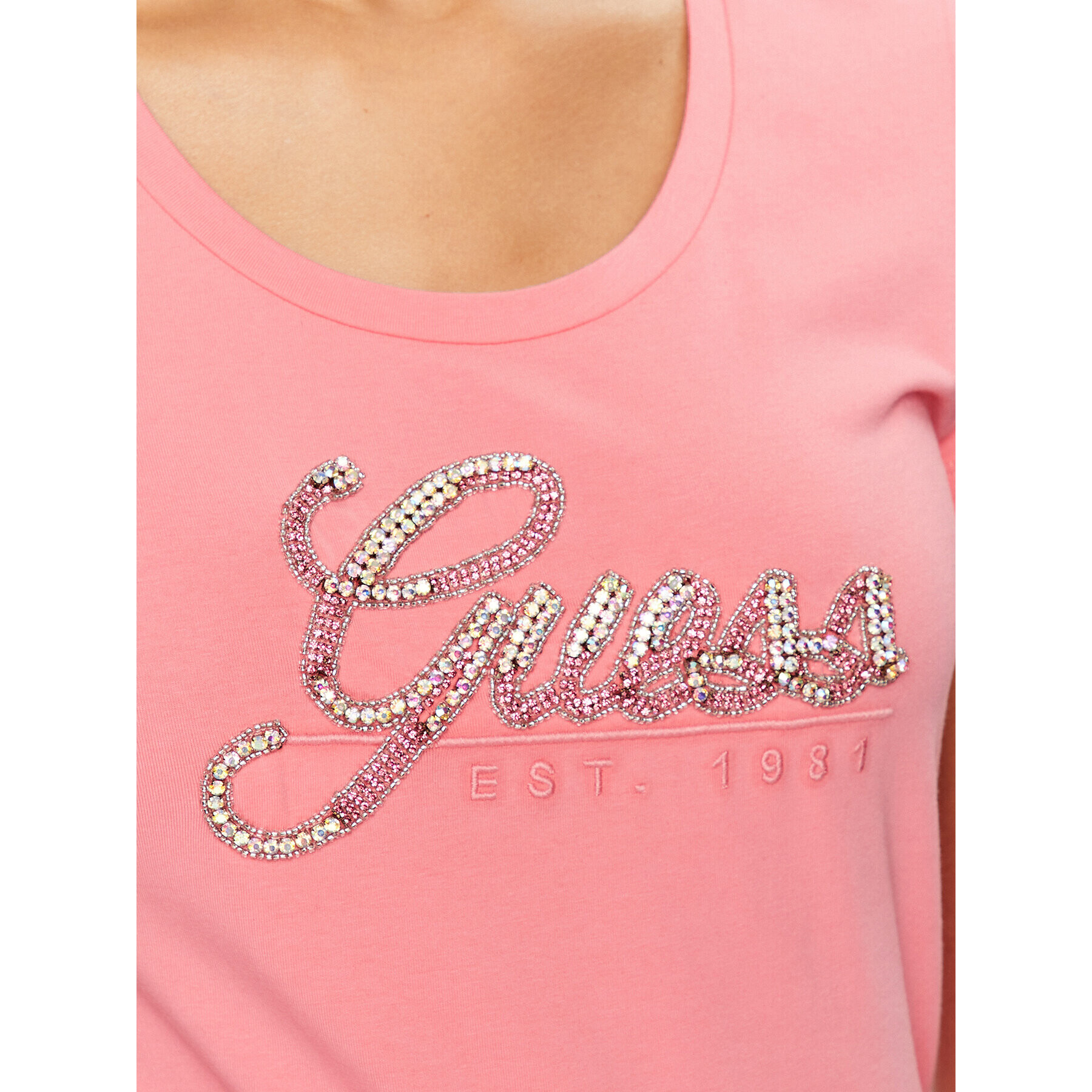 Guess Тишърт W3YI36 J1314 Розов Slim Fit - Pepit.bg
