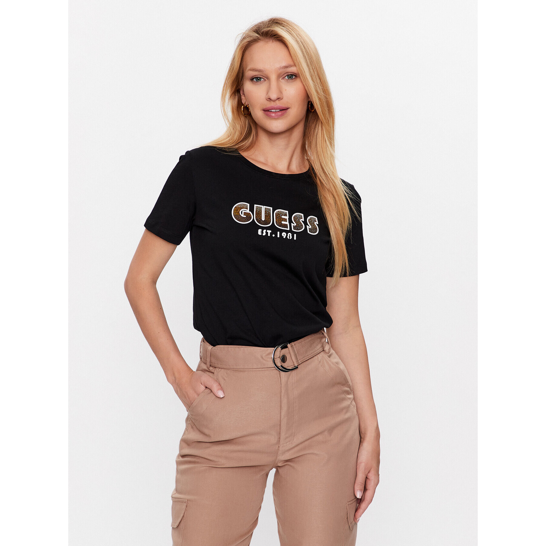 Guess Тишърт W3YI39 I3Z14 Черен Slim Fit - Pepit.bg