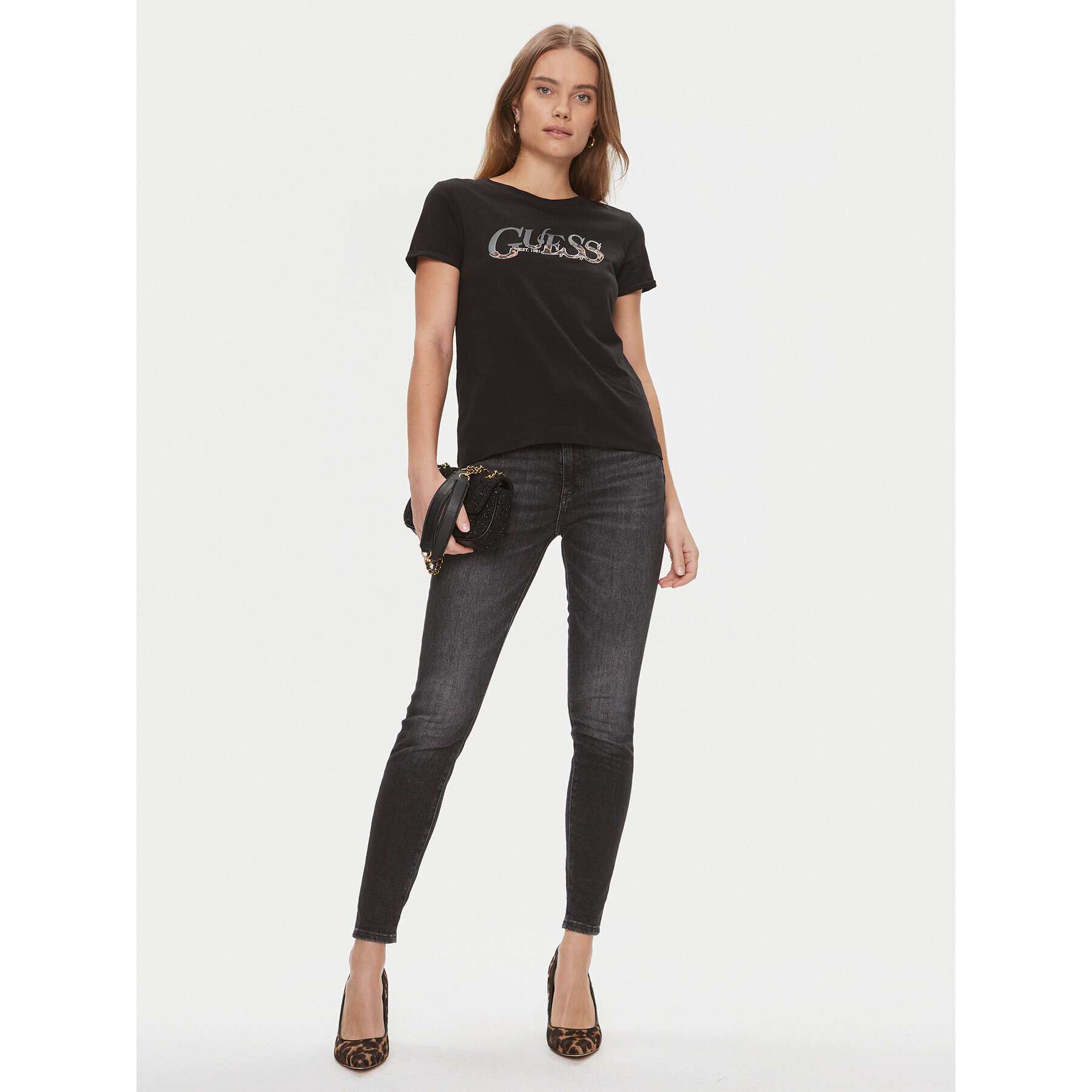 Guess Тишърт W4RI24 JA914 Черен Regular Fit - Pepit.bg
