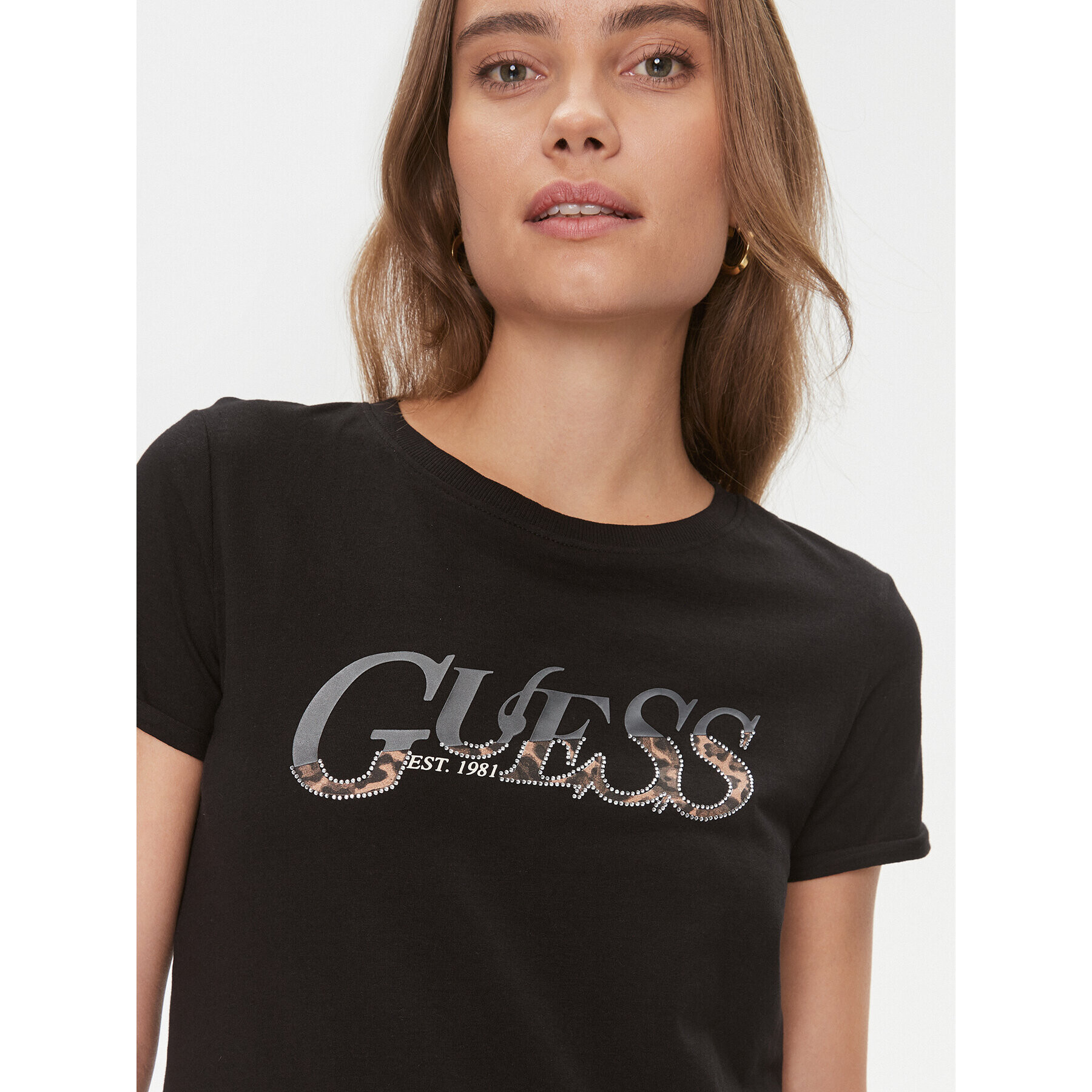 Guess Тишърт W4RI24 JA914 Черен Regular Fit - Pepit.bg