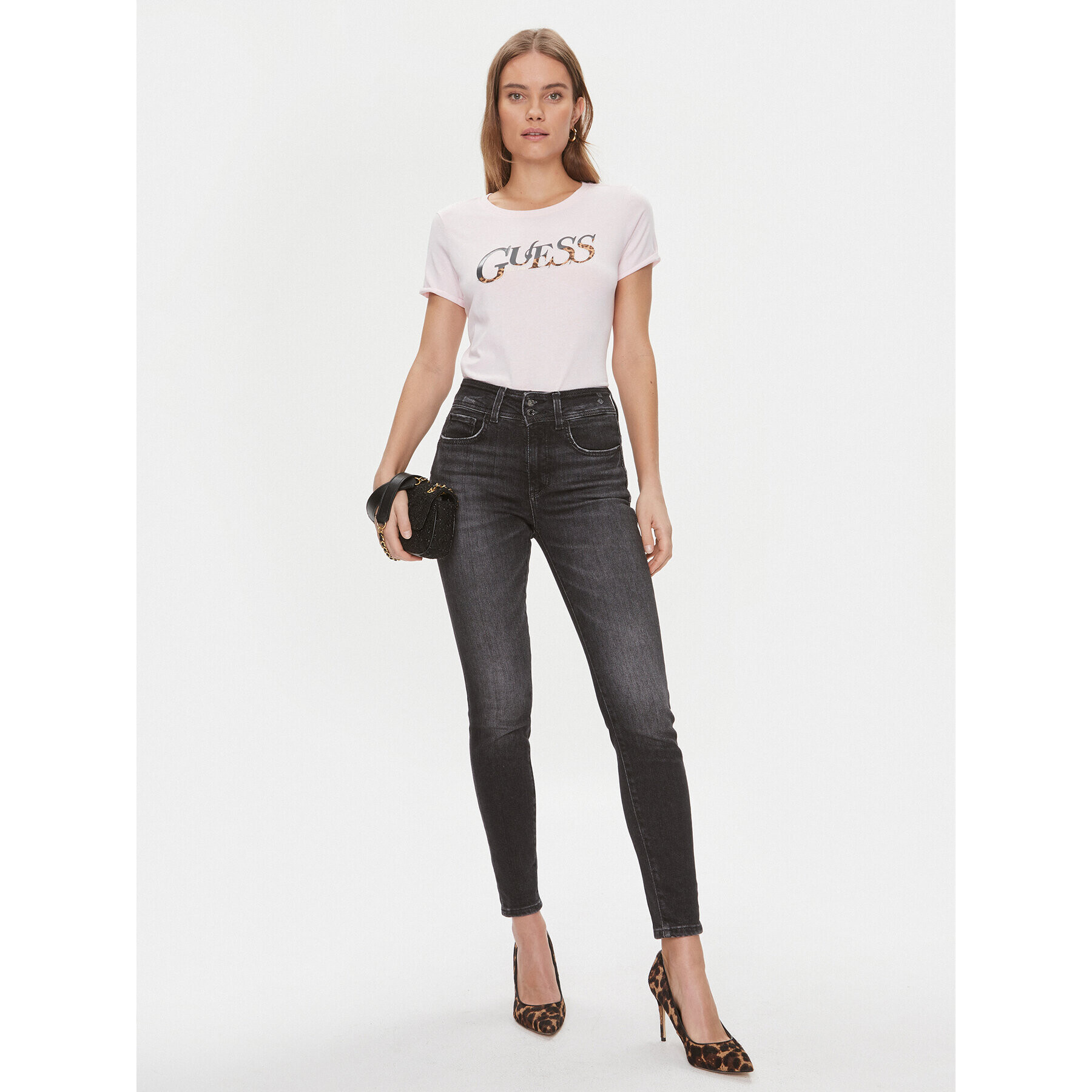 Guess Тишърт W4RI24 JA914 Розов Slim Fit - Pepit.bg