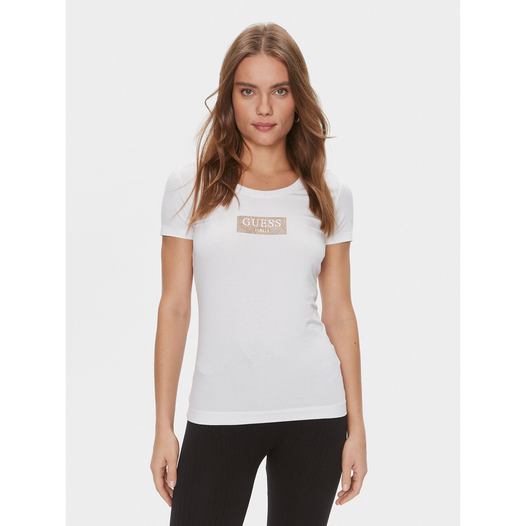 Guess Тишърт W4RI33 J1314 Бял Slim Fit - Pepit.bg