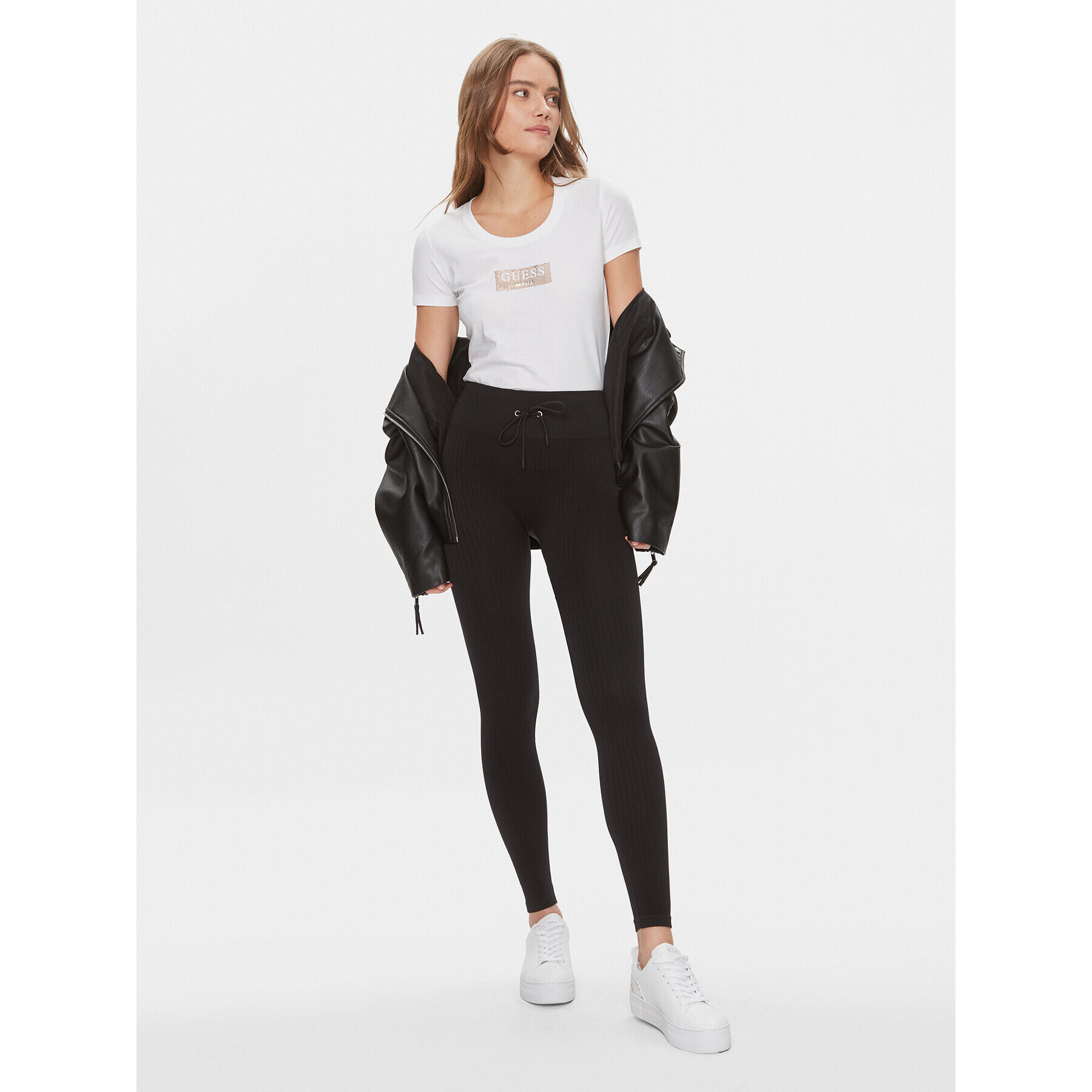 Guess Тишърт W4RI33 J1314 Бял Slim Fit - Pepit.bg