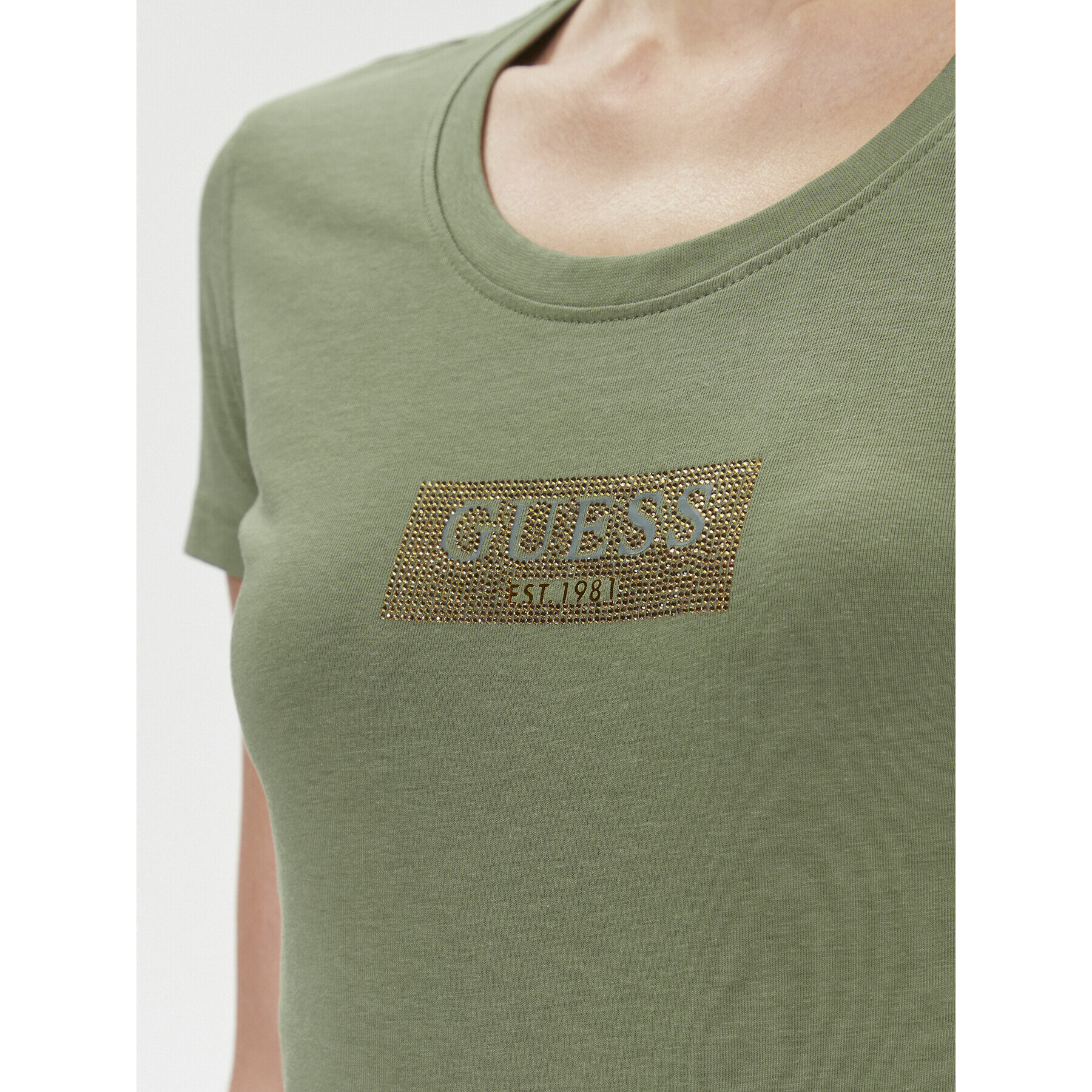 Guess Тишърт W4RI33 J1314 Зелен Slim Fit - Pepit.bg