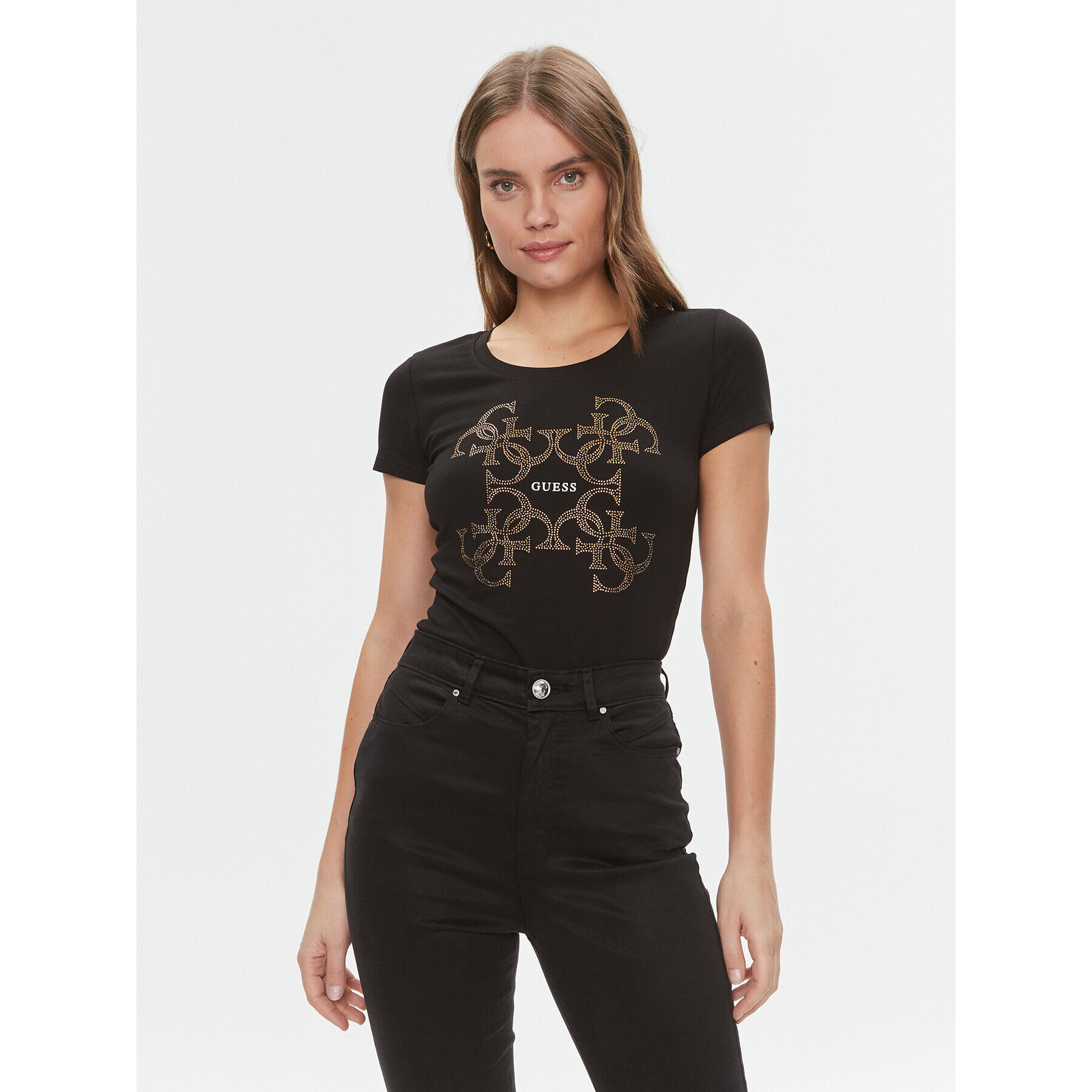 Guess Тишърт W4RI35 J1314 Черен Slim Fit - Pepit.bg