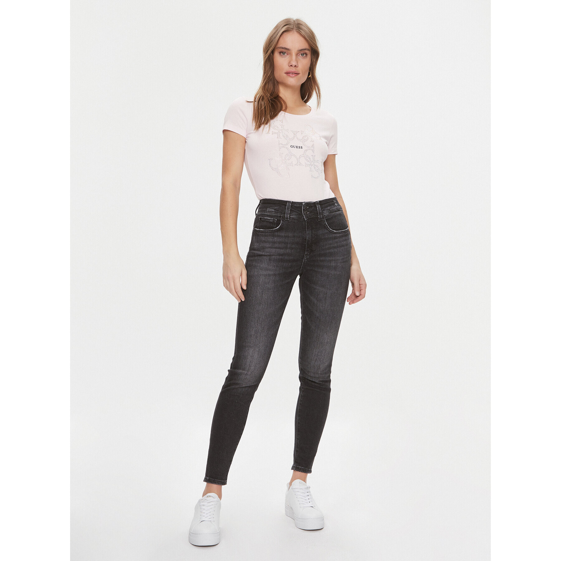 Guess Тишърт W4RI35 J1314 Розов Slim Fit - Pepit.bg
