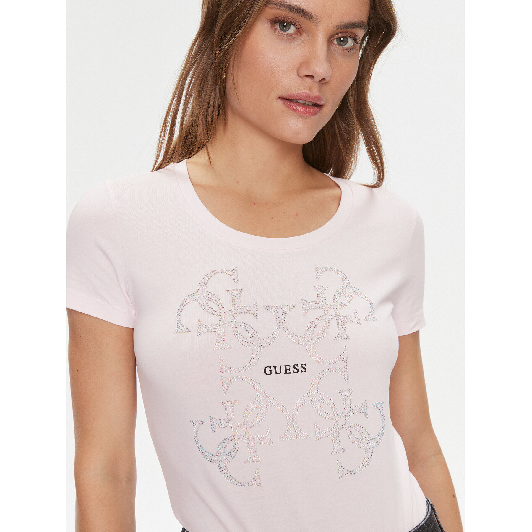 Guess Тишърт W4RI35 J1314 Розов Slim Fit - Pepit.bg