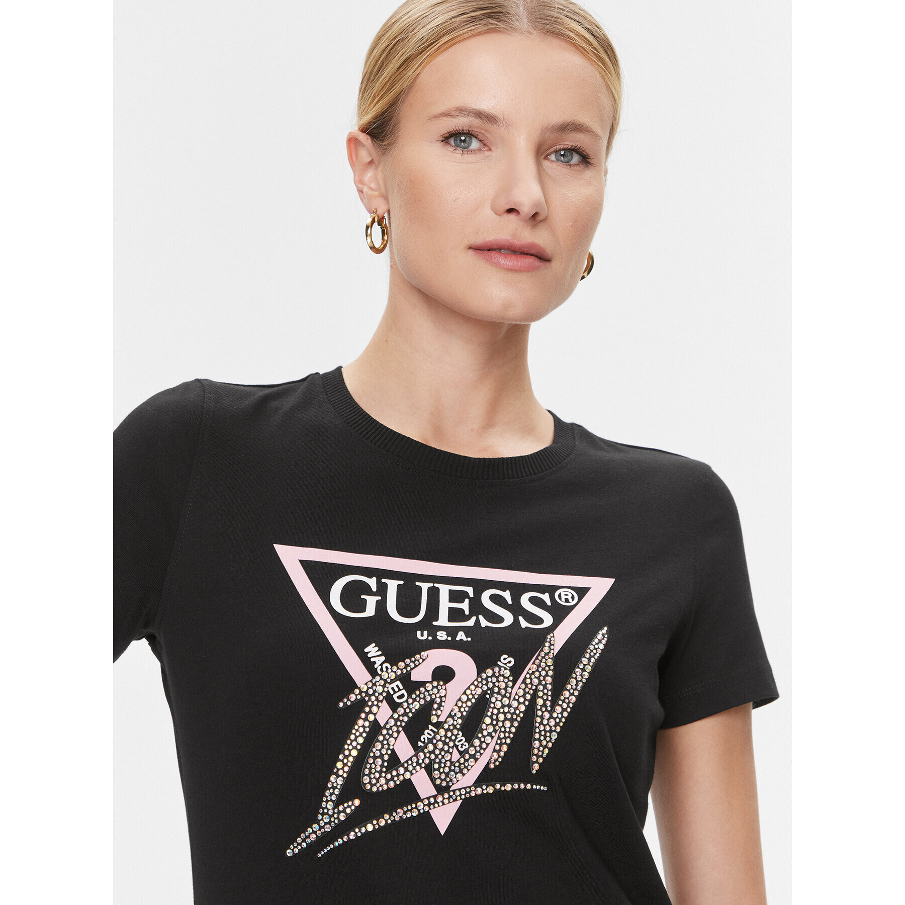 Guess Тишърт W4RI41 I3Z14 Черен Regular Fit - Pepit.bg