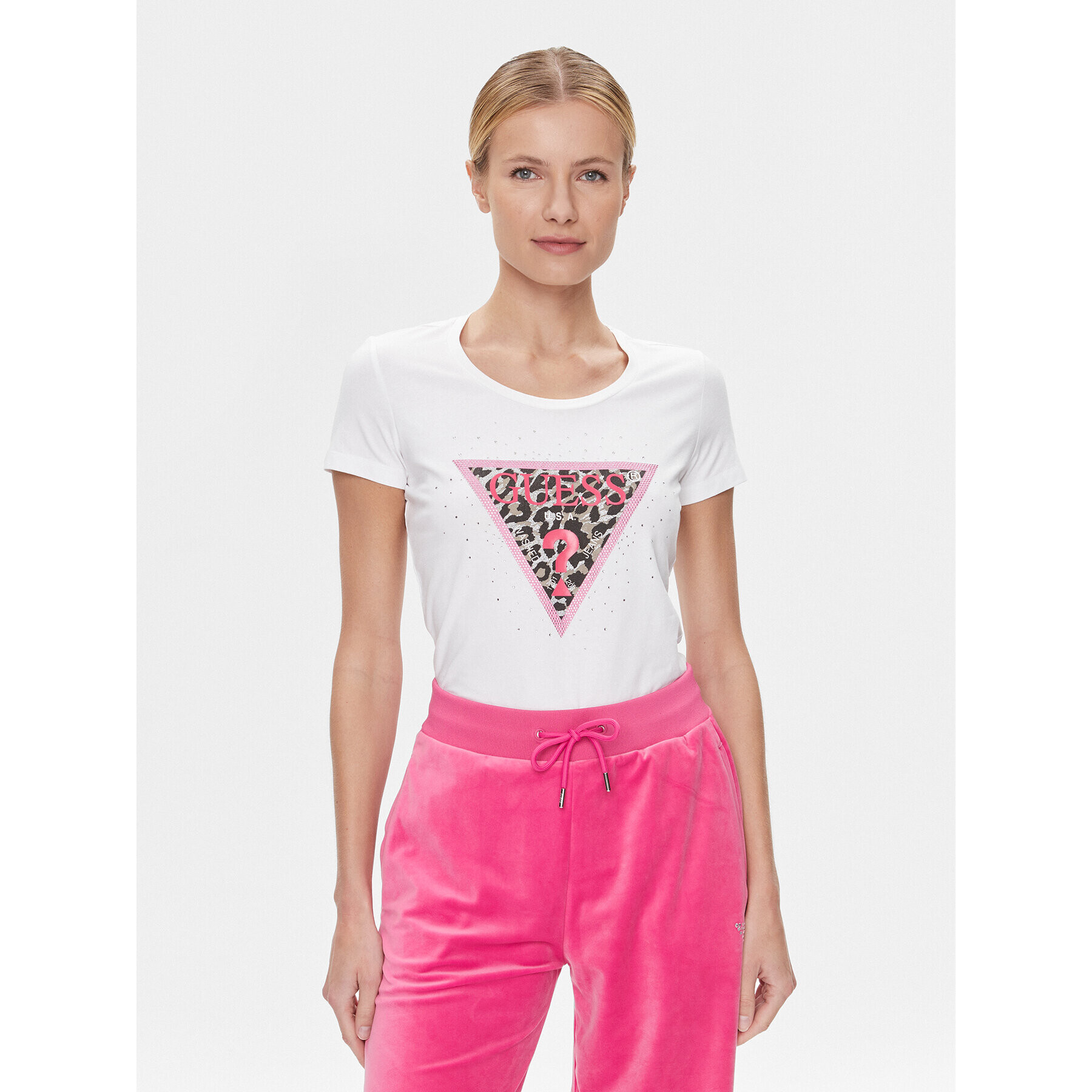 Guess Тишърт W4RI44 J1314 Бял Slim Fit - Pepit.bg